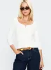 Desirae 3/4 Sleeve Top White sold by Princess Polly