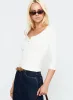 Desirae 3/4 Sleeve Top White sold by Princess Polly