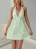 Estefani Halter Mini Dress Green Stripe sold by Princess Polly