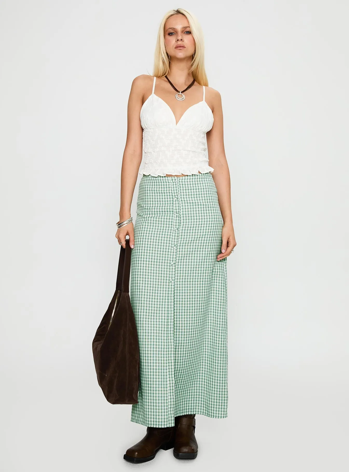 Macadamia Maxi Skirt Green / White sold by Princess Polly product image thumbnail 3