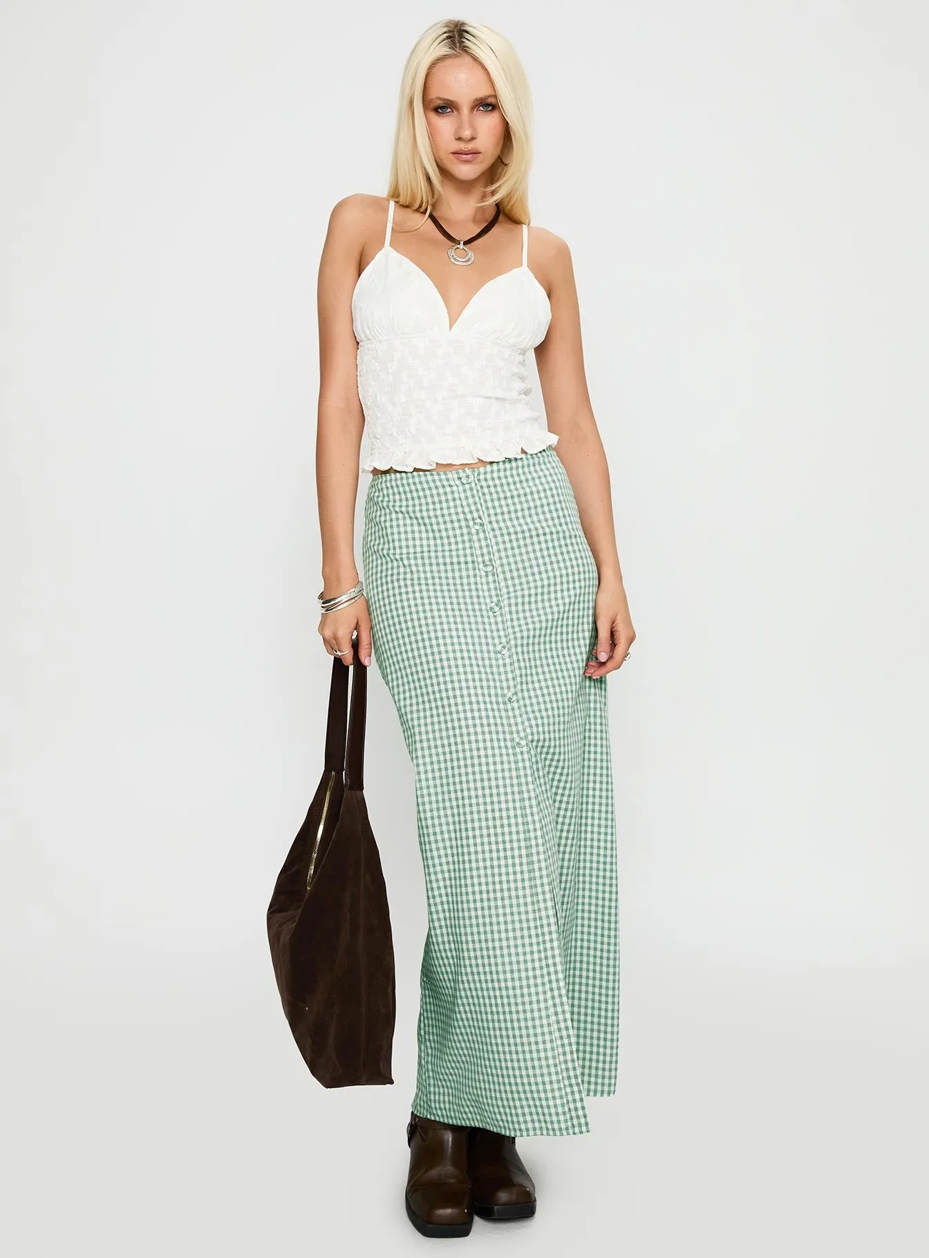 Macadamia Maxi Skirt Green / White sold by Princess Polly product image thumbnail 2