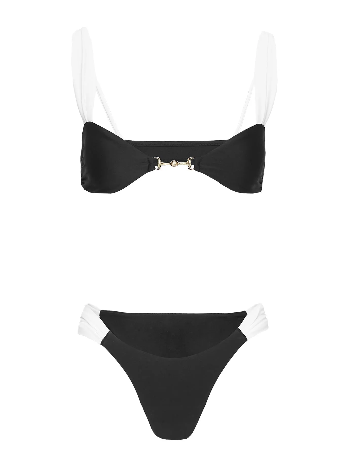 Siamese Ruched Bikini Bottom Black / White sold by Princess Polly product image thumbnail 5