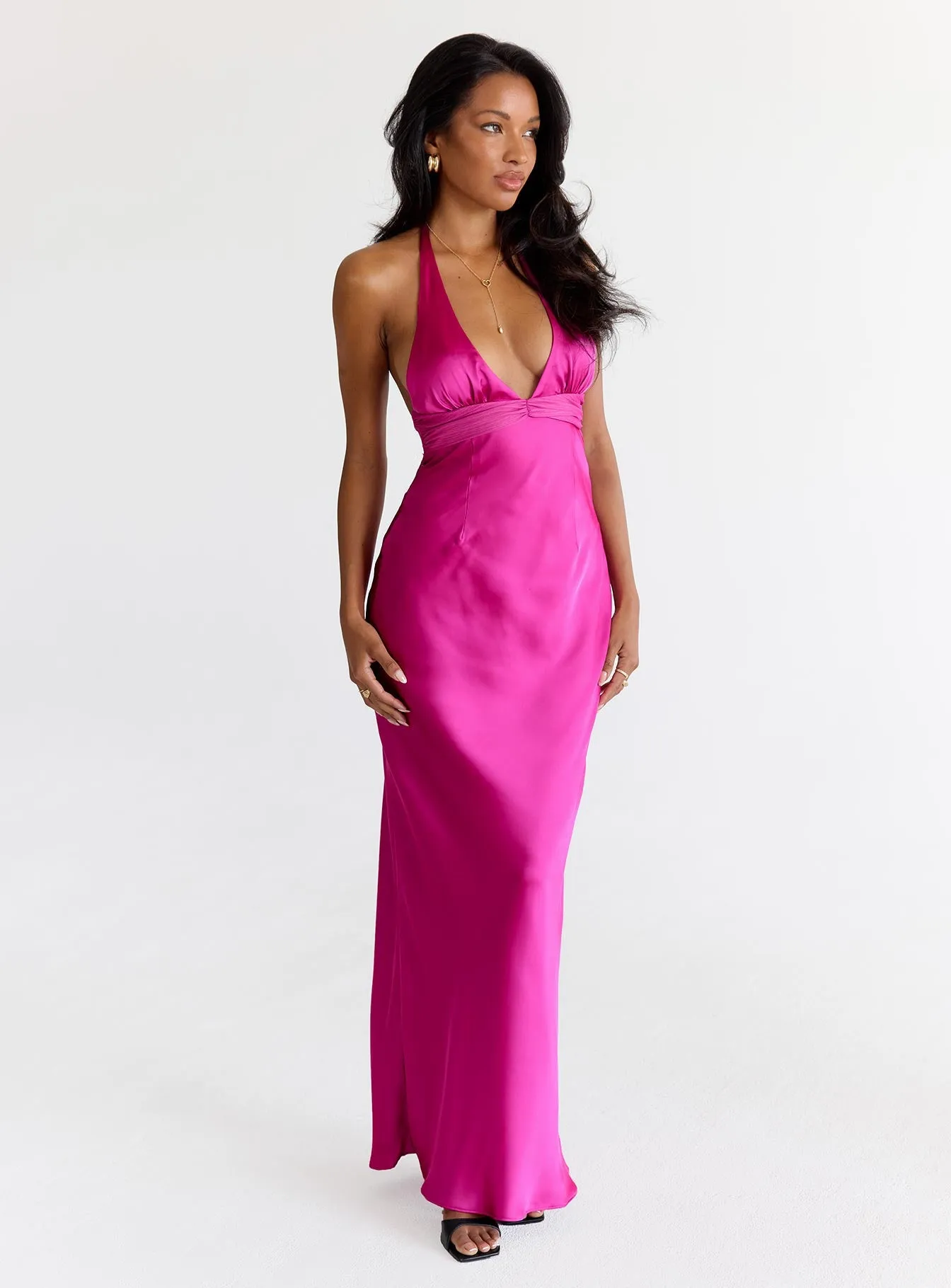 Odyssa Halter Maxi Dress Magenta sold by Princess Polly