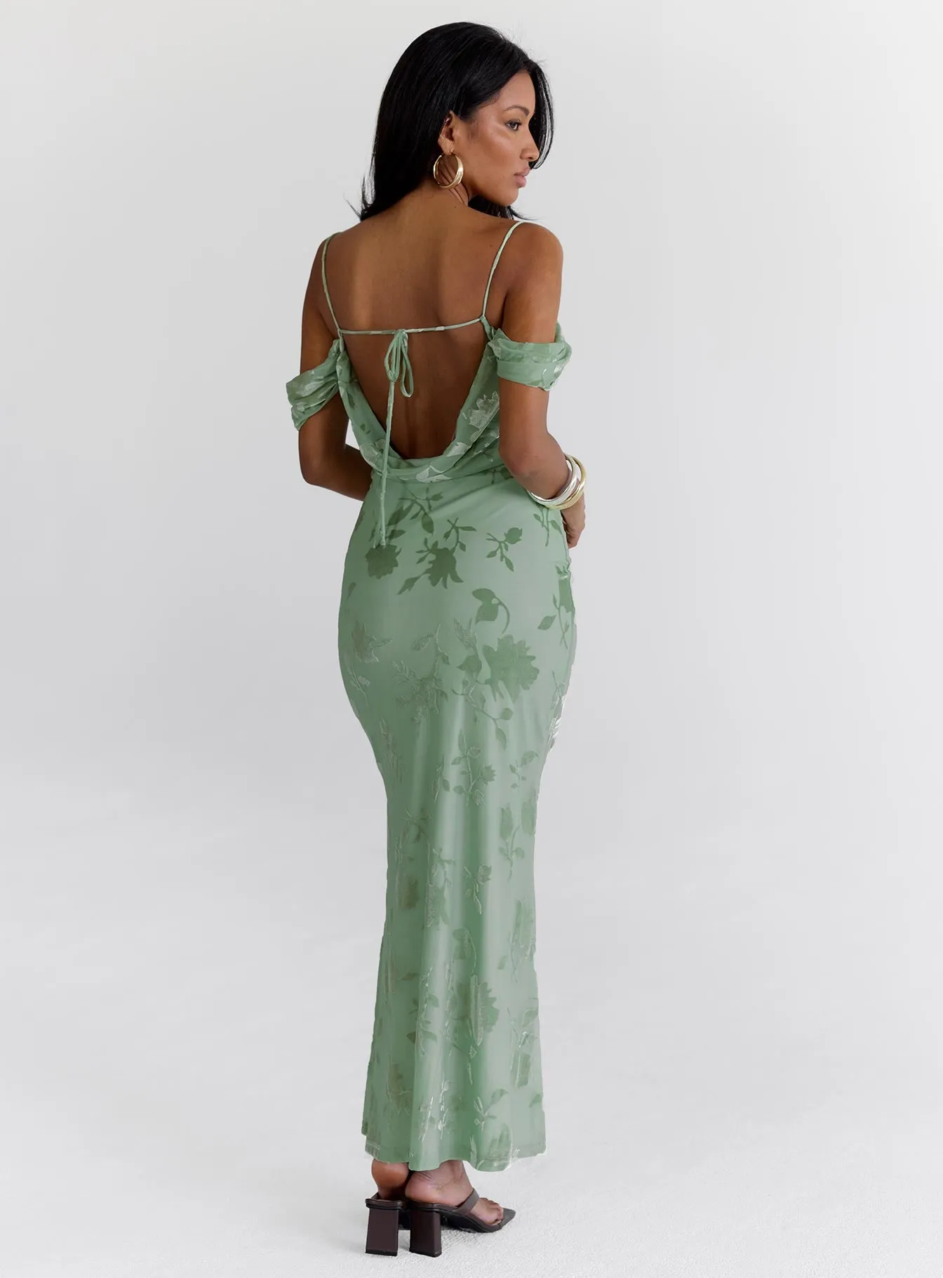 Green Gables Burnout Maxi Dress Sage sold by Princess Polly product image thumbnail 4