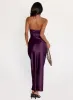 Fireproof Halter Maxi Dress Plum sold by Princess Polly