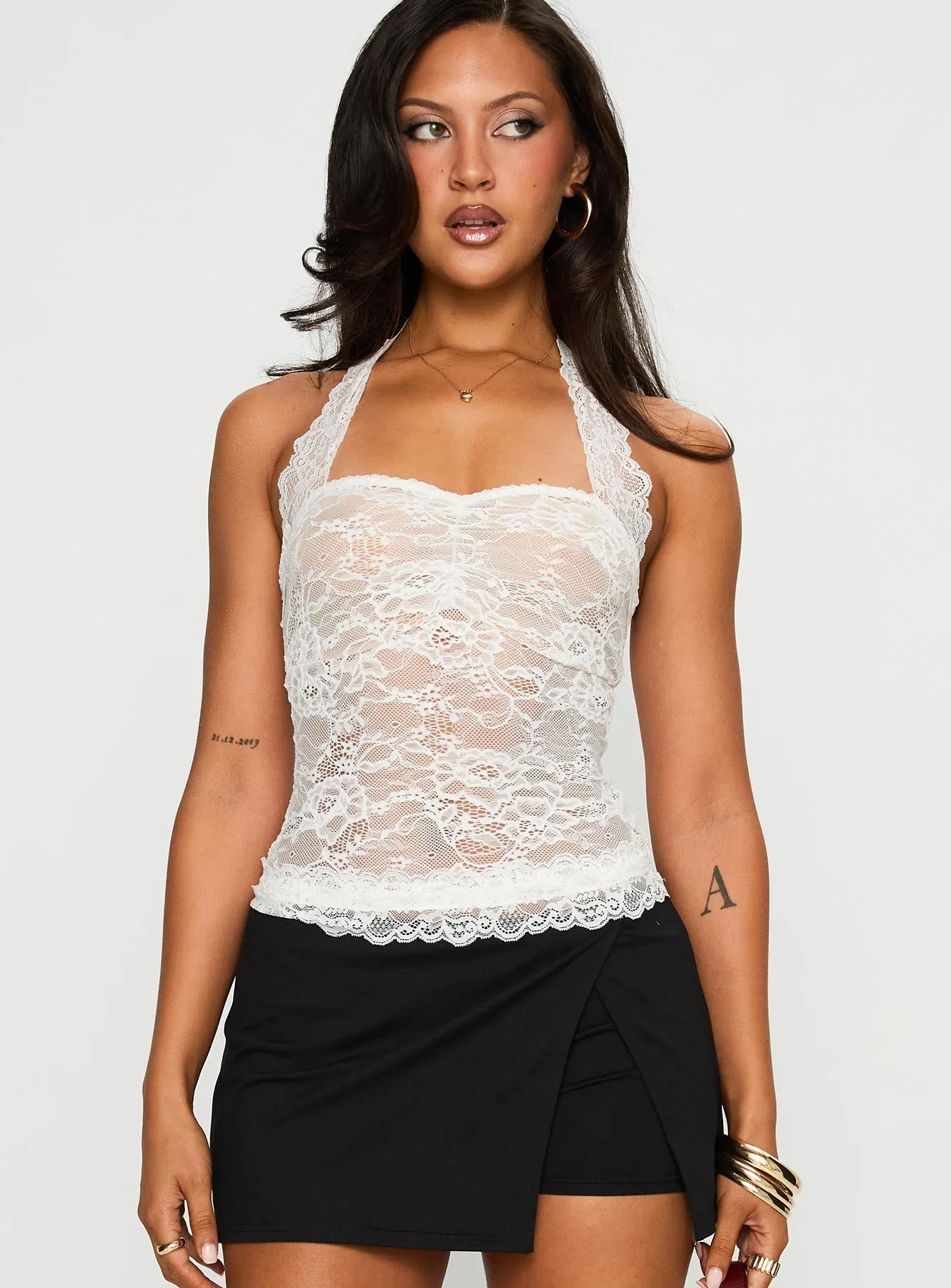 Fantasize Lace Halter Top White sold by Princess Polly product image thumbnail 2