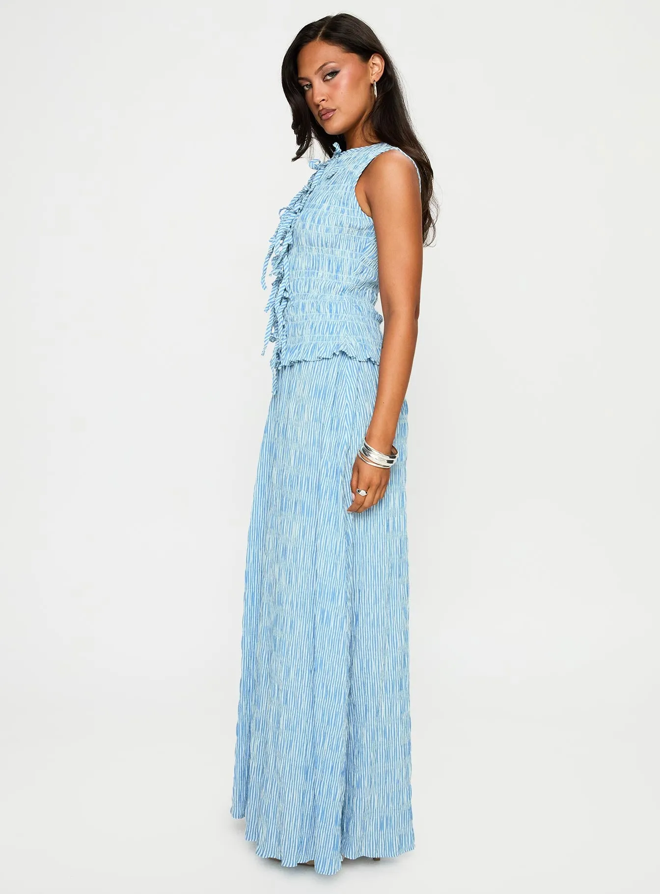 Songbird Shirred Maxi Dress Blue sold by Princess Polly product image thumbnail 3