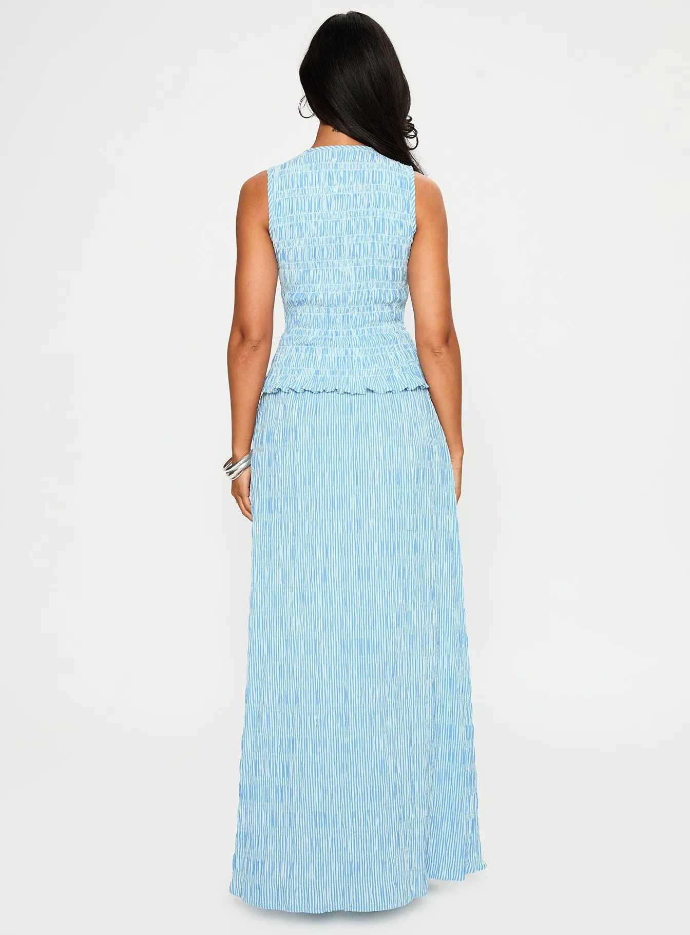 Songbird Shirred Maxi Dress Blue sold by Princess Polly product image thumbnail 4