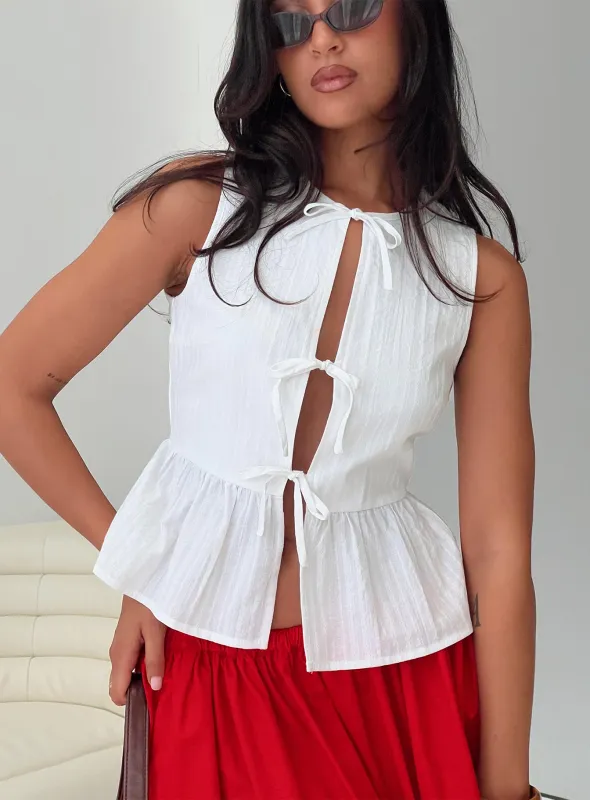 Rosellah Tie Up Top White sold by Princess Polly