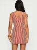 Daphney Plunge Mini Dress Red / Cream sold by Princess Polly