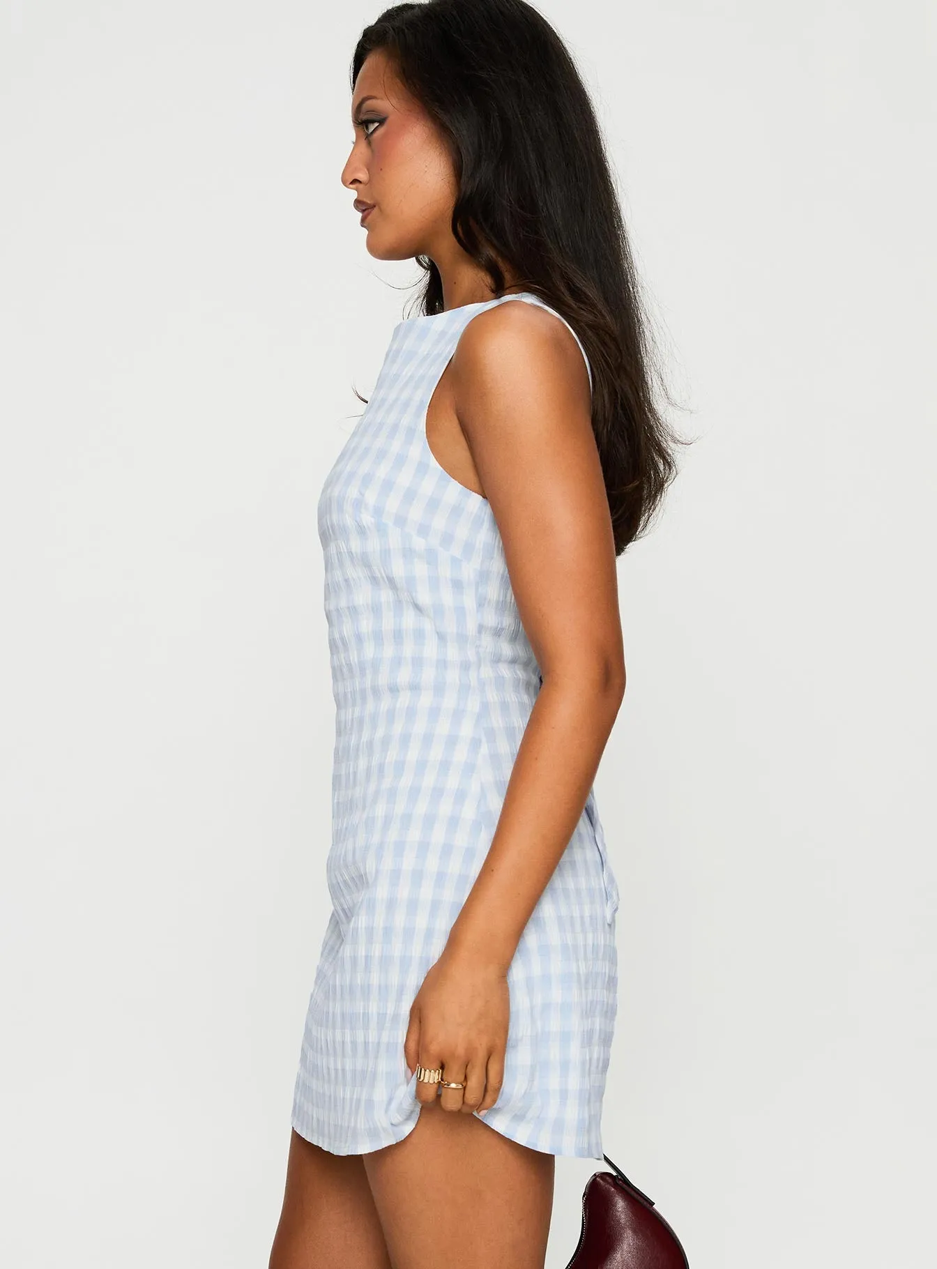 Alfalfa Mini Dress Blue Check sold by Princess Polly product image thumbnail 4