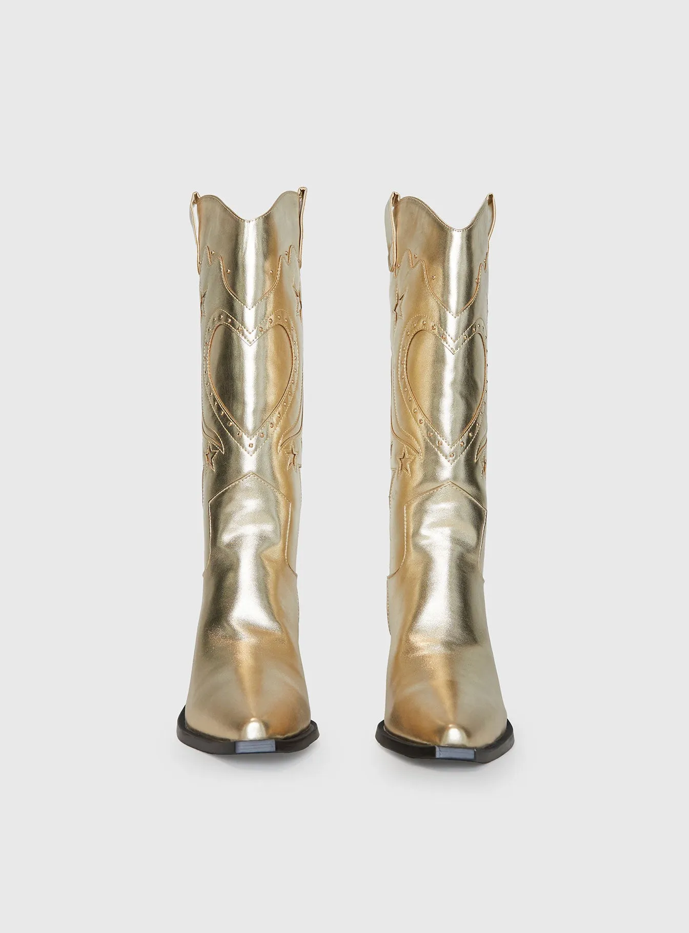 Billini Everlyn Cowboys Boots Gold Metallic sold by Princess Polly product image thumbnail 4