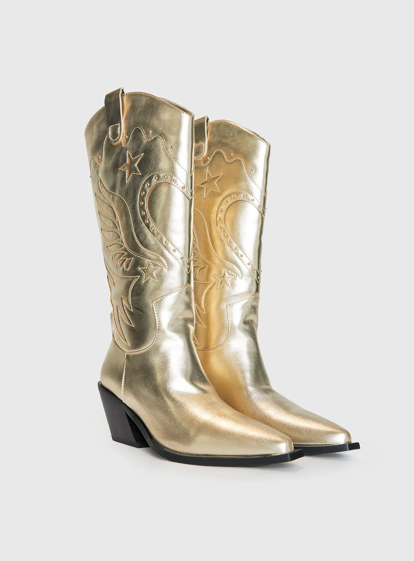 Billini Everlyn Cowboys Boots Gold Metallic sold by Princess Polly product image thumbnail 3