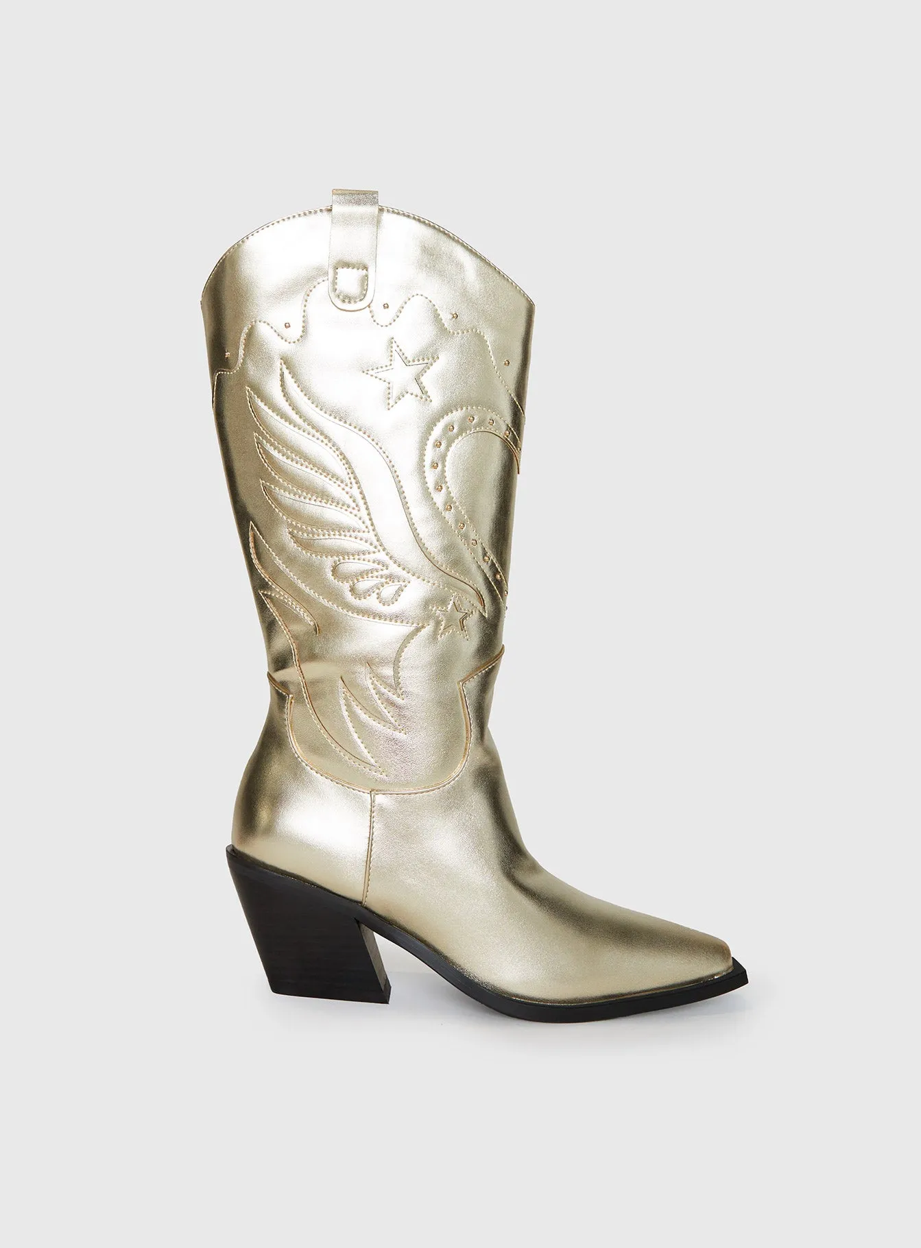 Billini Everlyn Cowboys Boots Gold Metallic sold by Princess Polly product image thumbnail 2