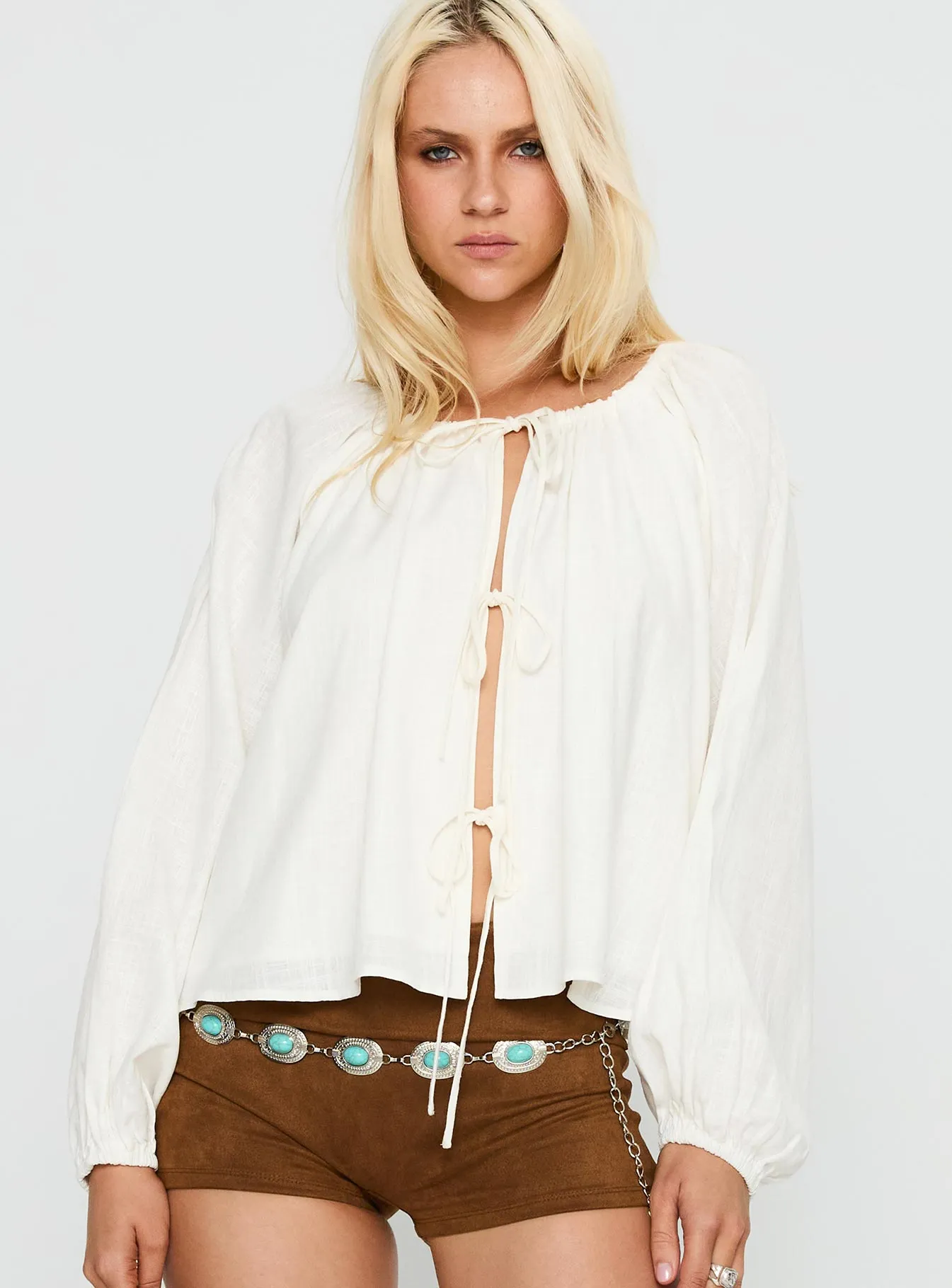 Somebody Else Tie Up Top White sold by Princess Polly product image thumbnail 2