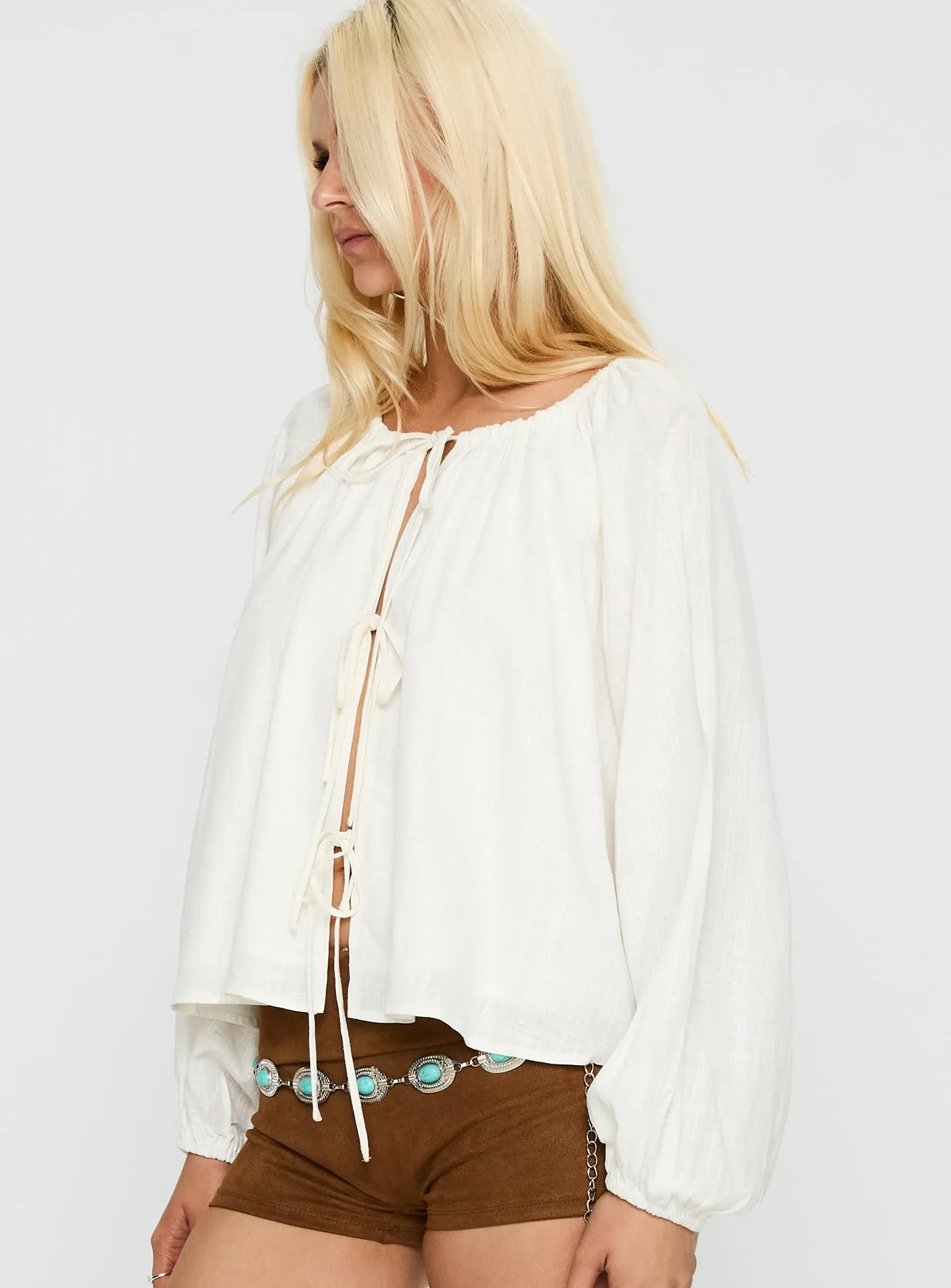 Somebody Else Tie Up Top White sold by Princess Polly product image thumbnail 4