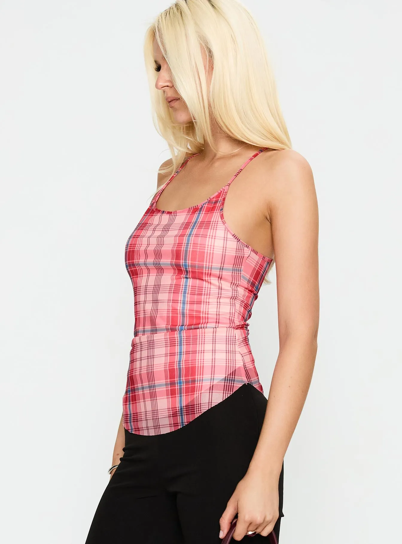 Keep Talking Top Red Check sold by Princess Polly product image thumbnail 4