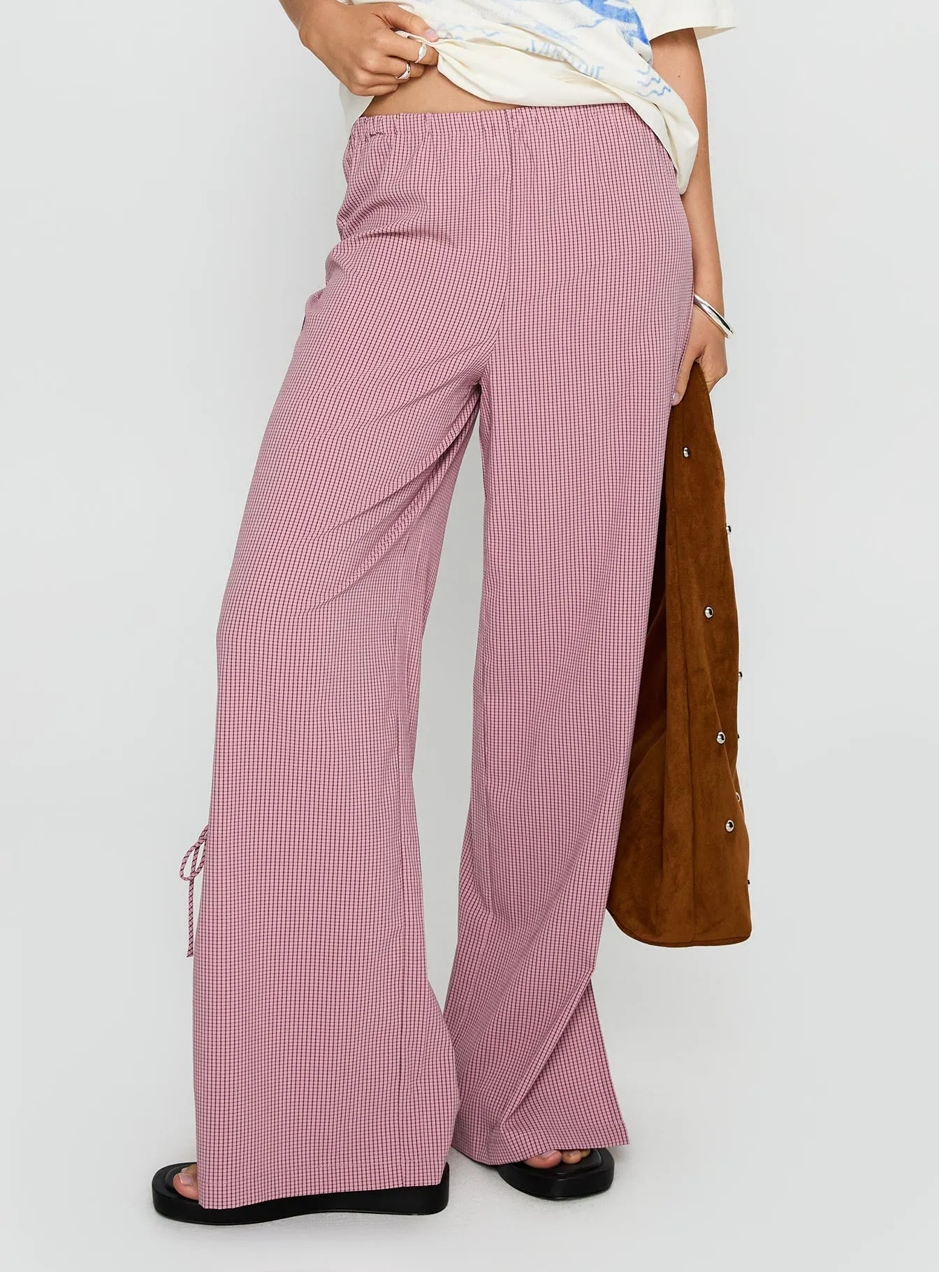 Jinxie Tie Side Pants Pink Gingham sold by Princess Polly product image thumbnail 2