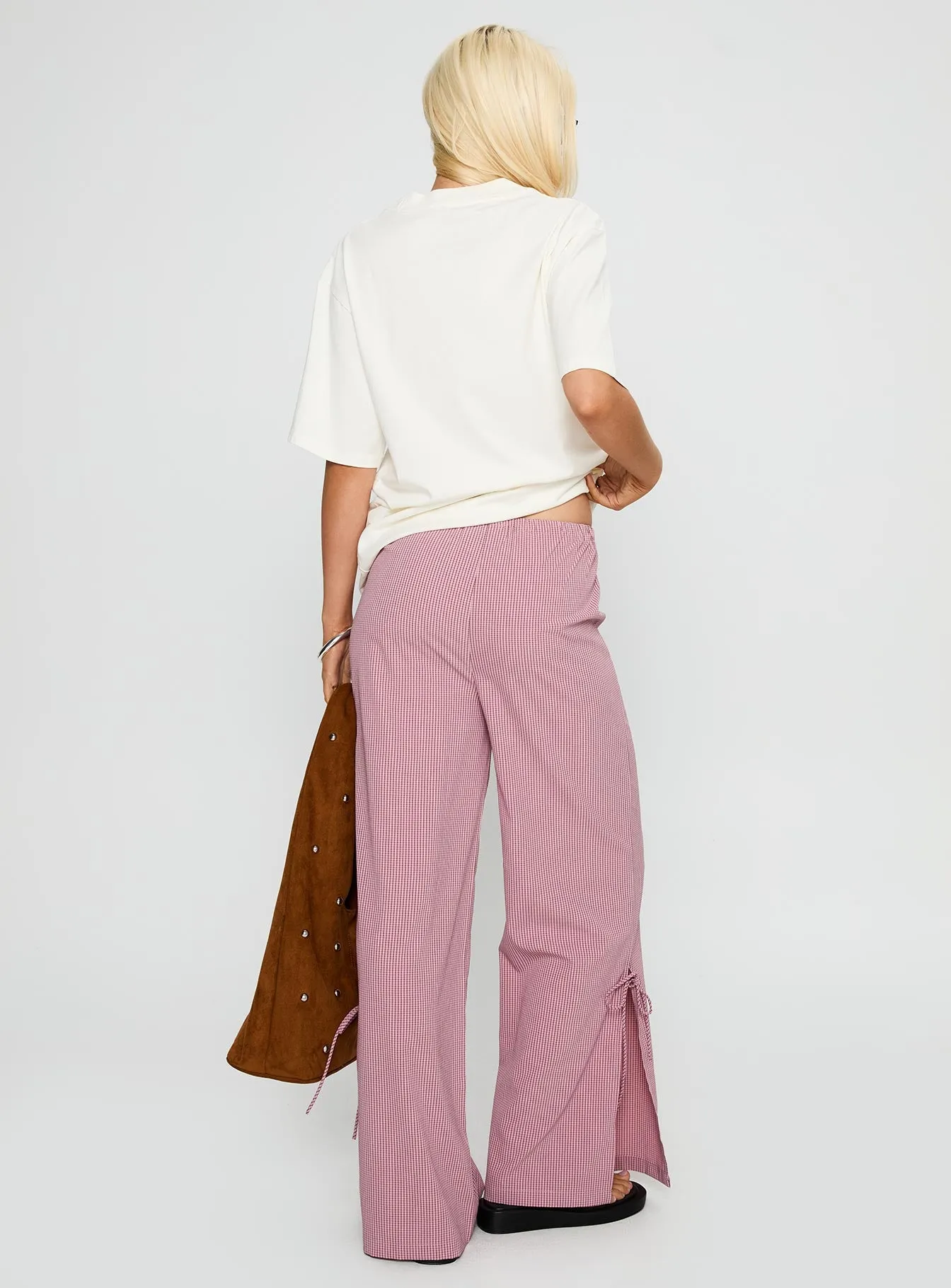 Jinxie Tie Side Pants Pink Gingham sold by Princess Polly product image thumbnail 5