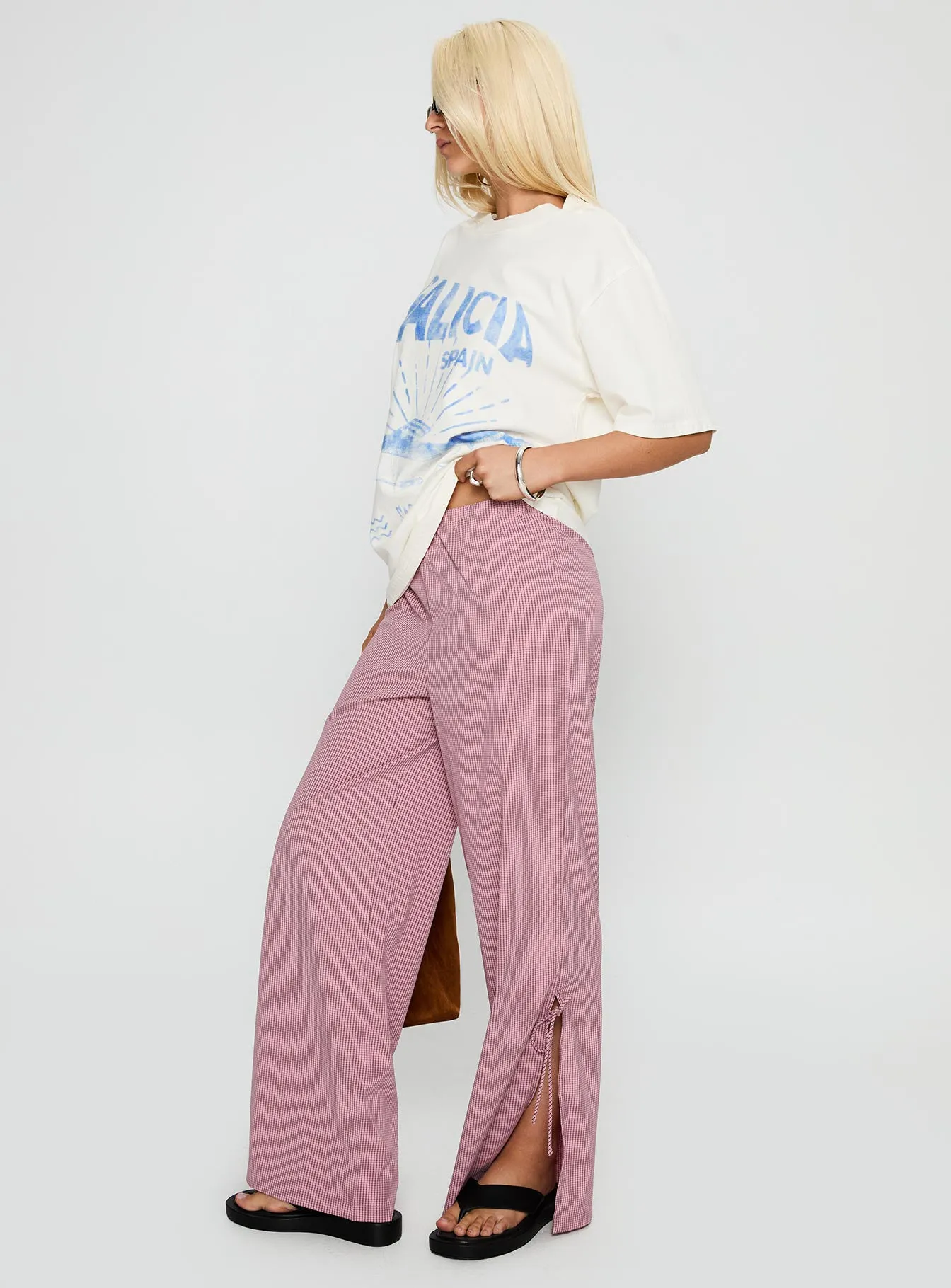 Jinxie Tie Side Pants Pink Gingham sold by Princess Polly product image thumbnail 4