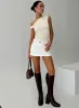 Nicolina Low Rise Denim Mini Skirt Ecru sold by Princess Polly