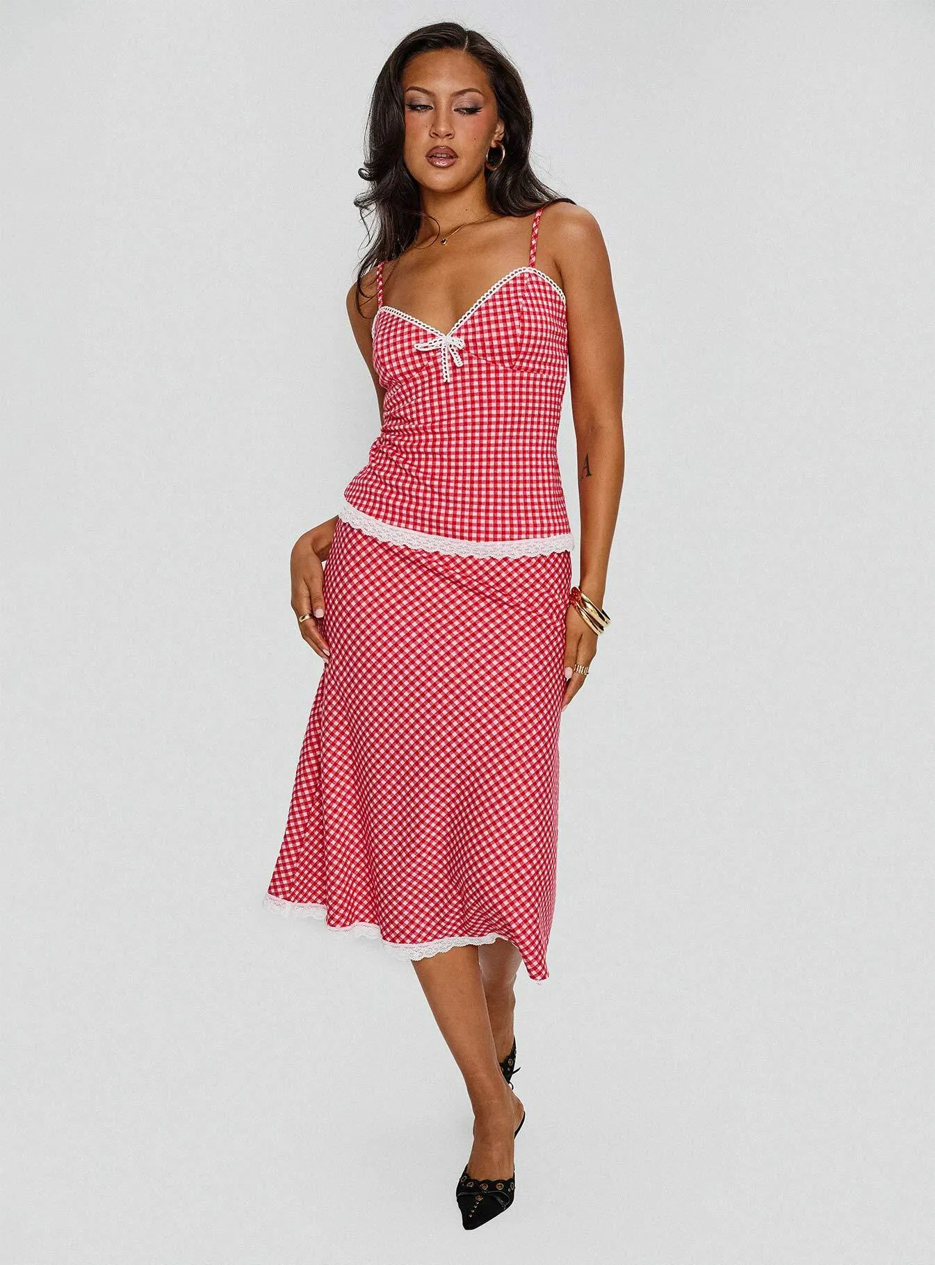 Love In London Set Red Check sold by Princess Polly