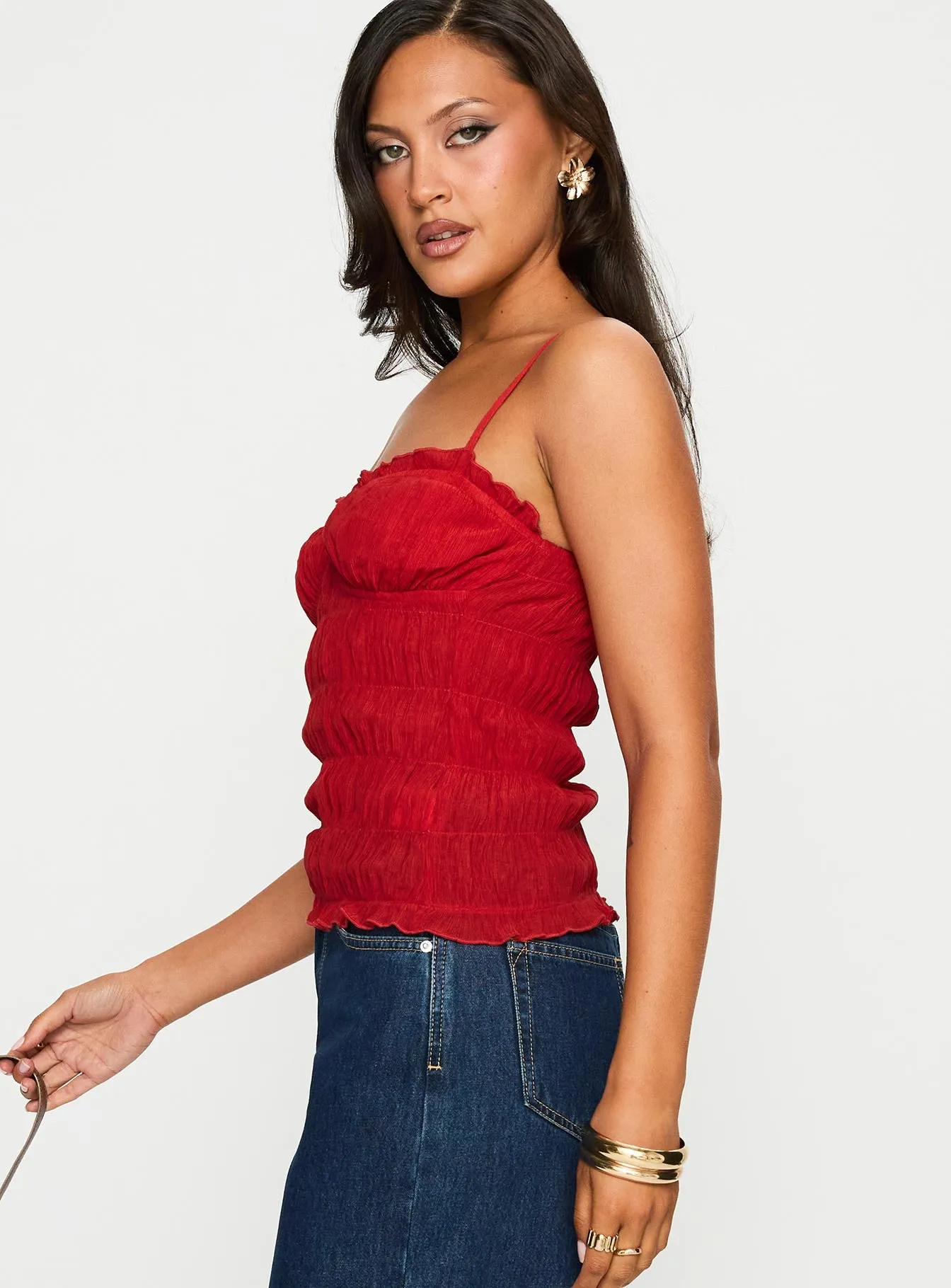 Money Maker Ruched Cami Top Red sold by Princess Polly product image thumbnail 4