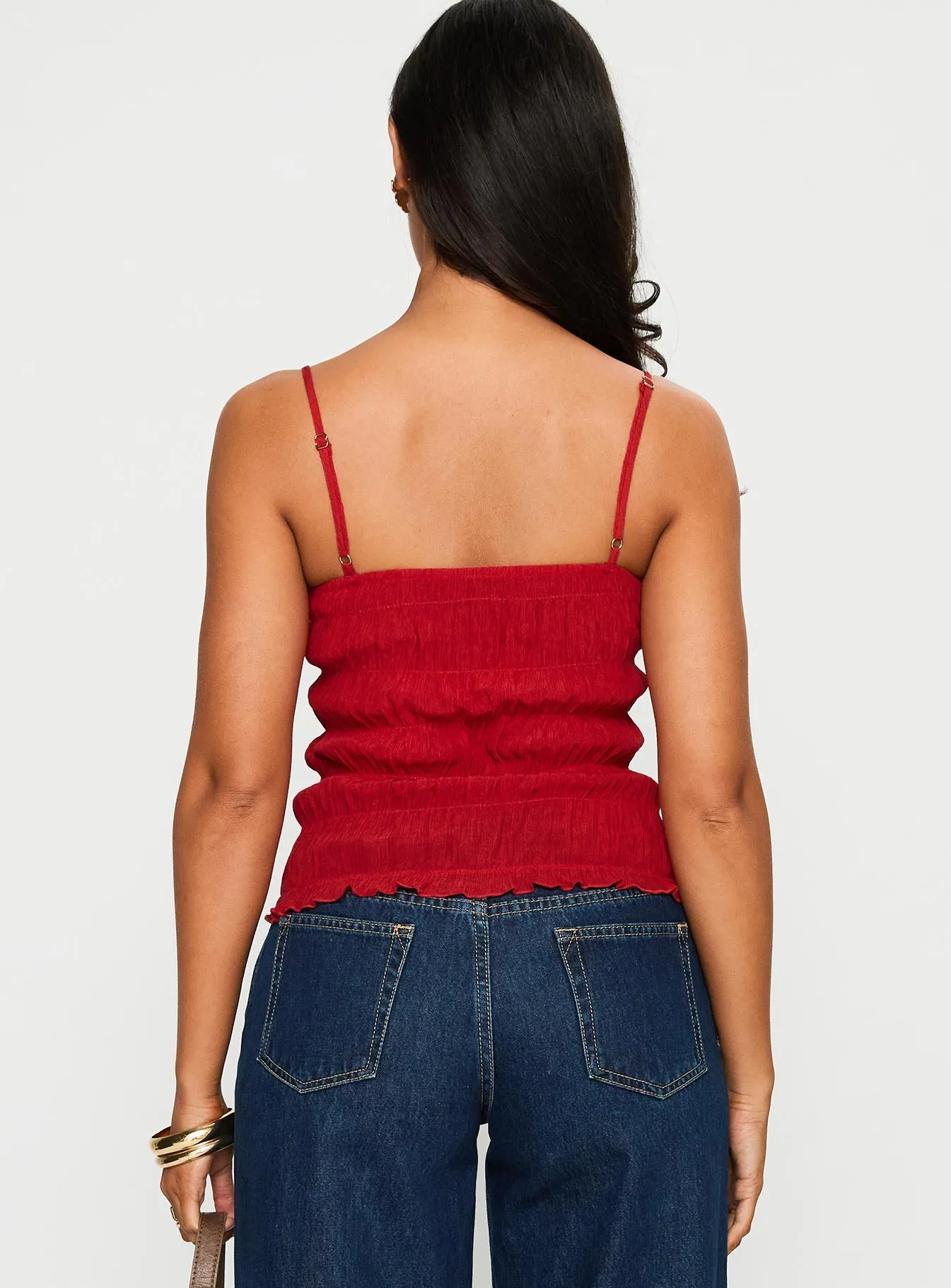 Money Maker Ruched Cami Top Red sold by Princess Polly product image thumbnail 5