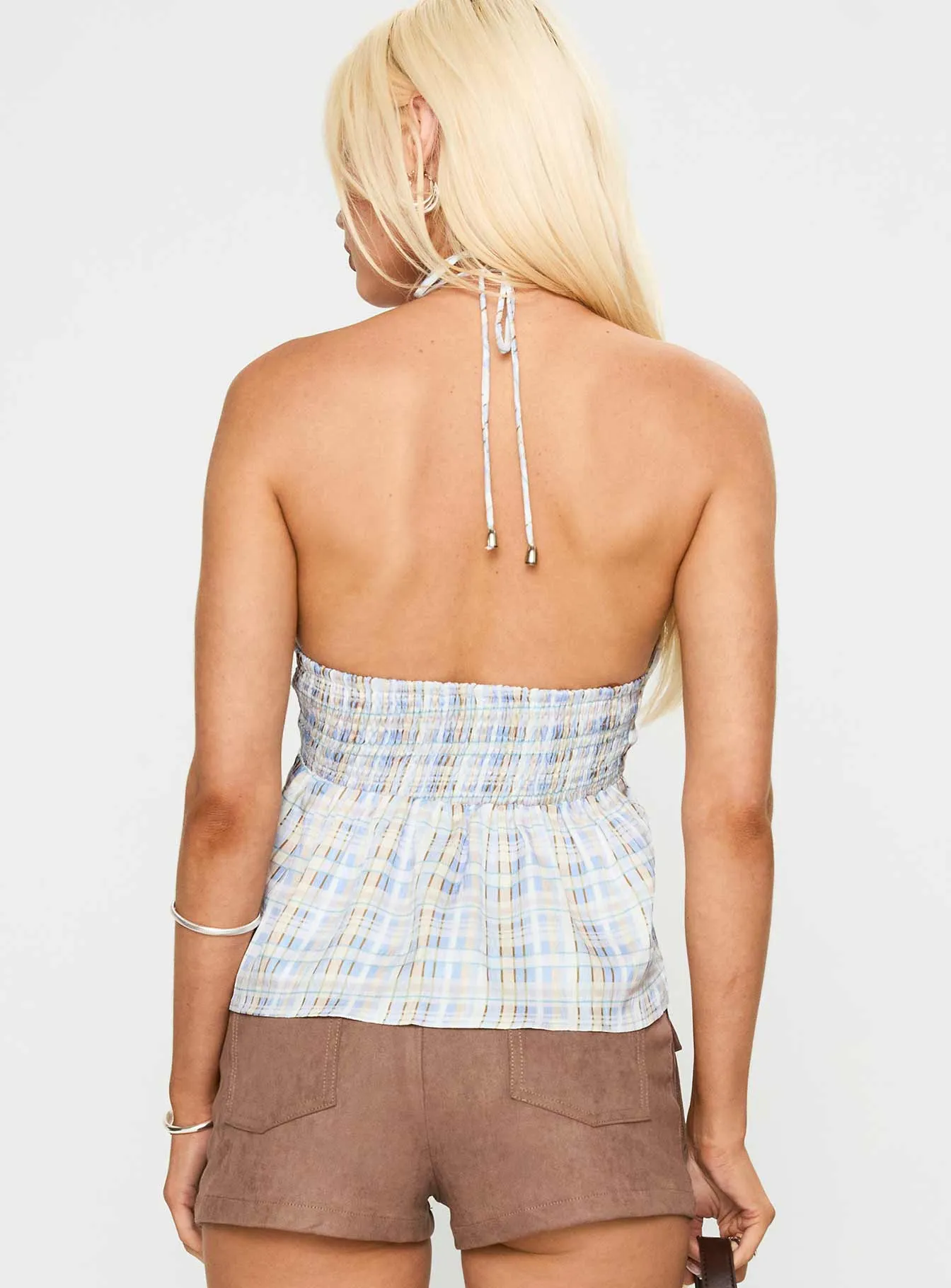 Gadot Halter Top Blue Check sold by Princess Polly product image thumbnail 5