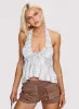 Gadot Halter Top Blue Check sold by Princess Polly