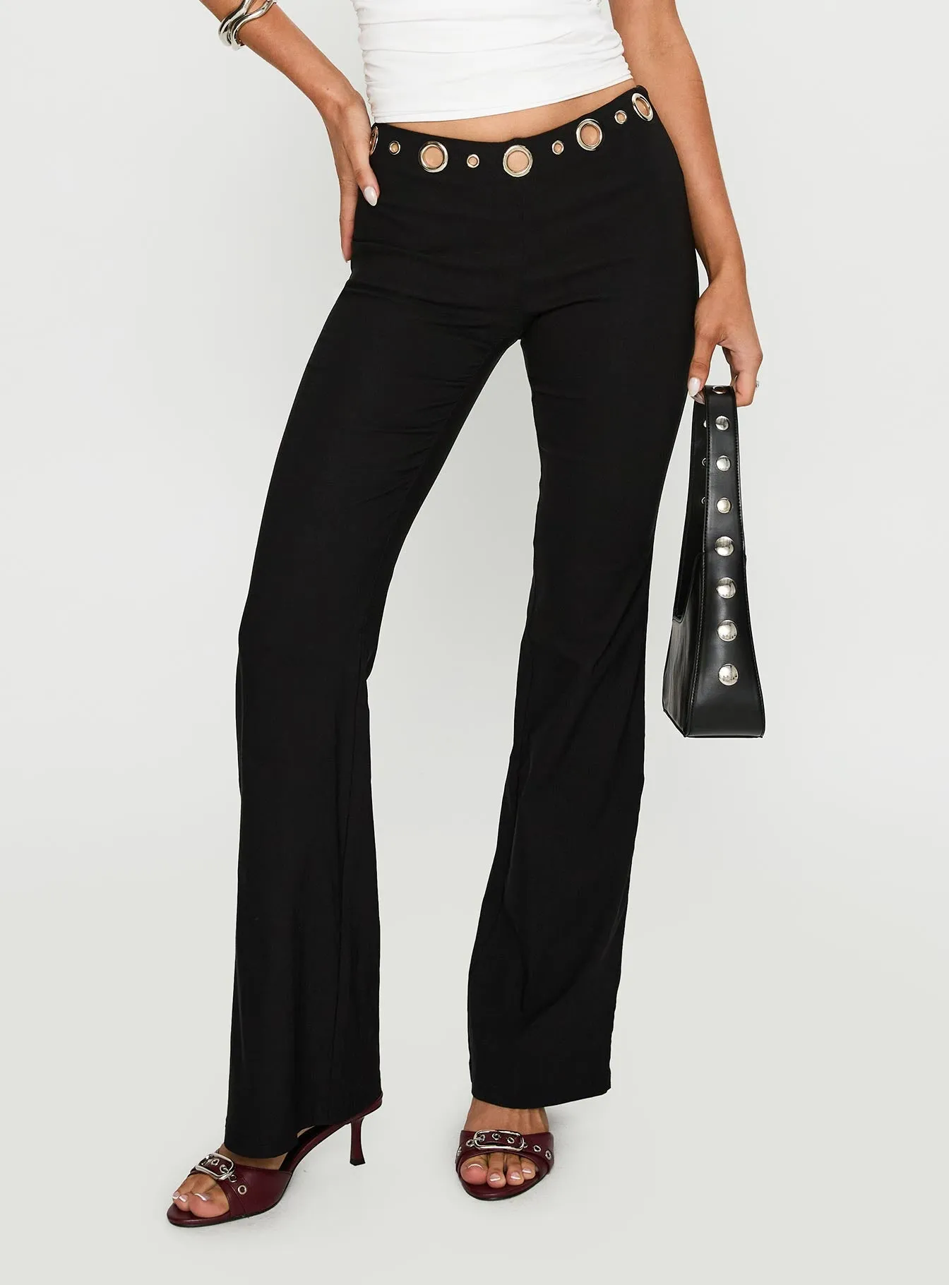 True Grit Eyelet Flare Pants Black sold by Princess Polly product image thumbnail 2