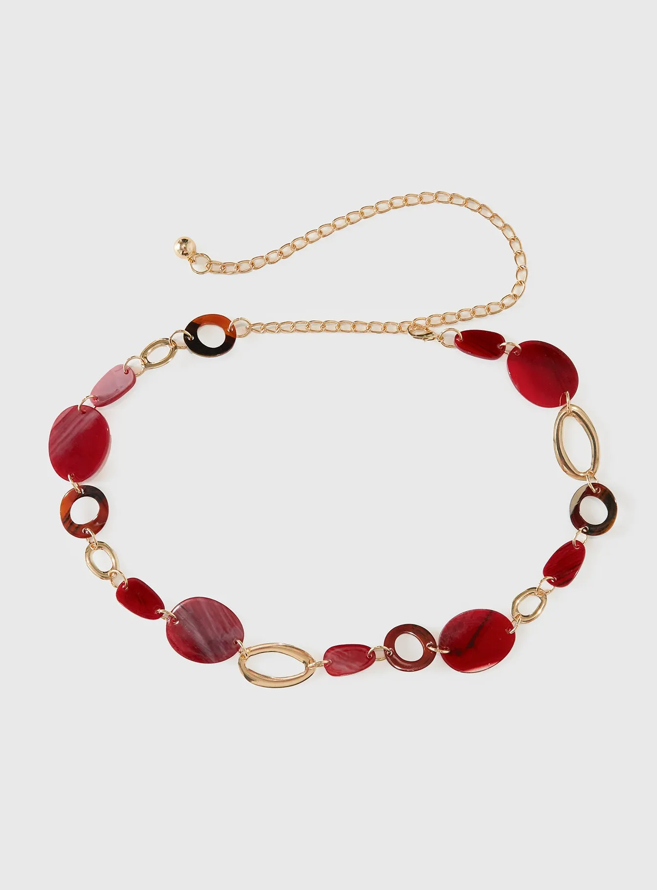 Felon Beaded Chain Belt Gold / Red sold by Princess Polly product image thumbnail 2