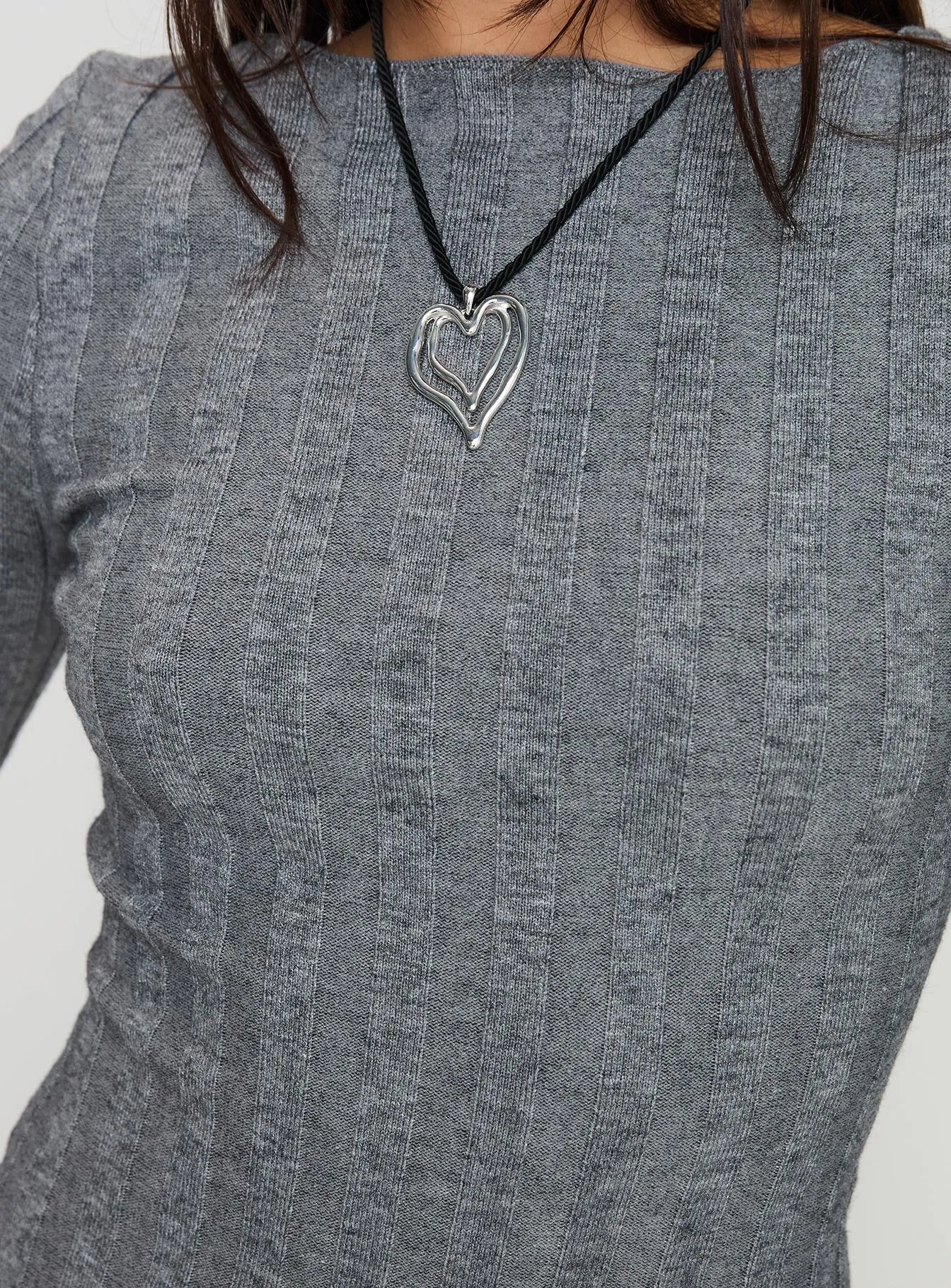 Rich Girl Long Sleeve Knit Mini Dress Grey Marle sold by Princess Polly product image thumbnail 5