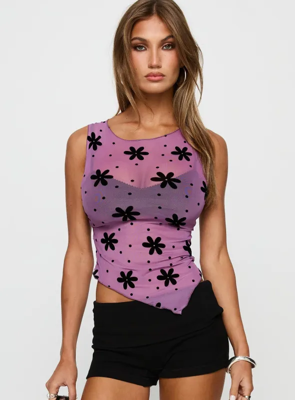 Avelaine Mesh Top Mauve sold by Princess Polly