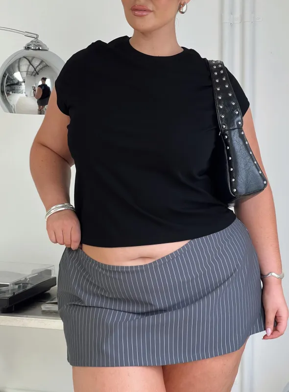 Can't Sleep Skort Charcoal Stripe Curve sold by Princess Polly