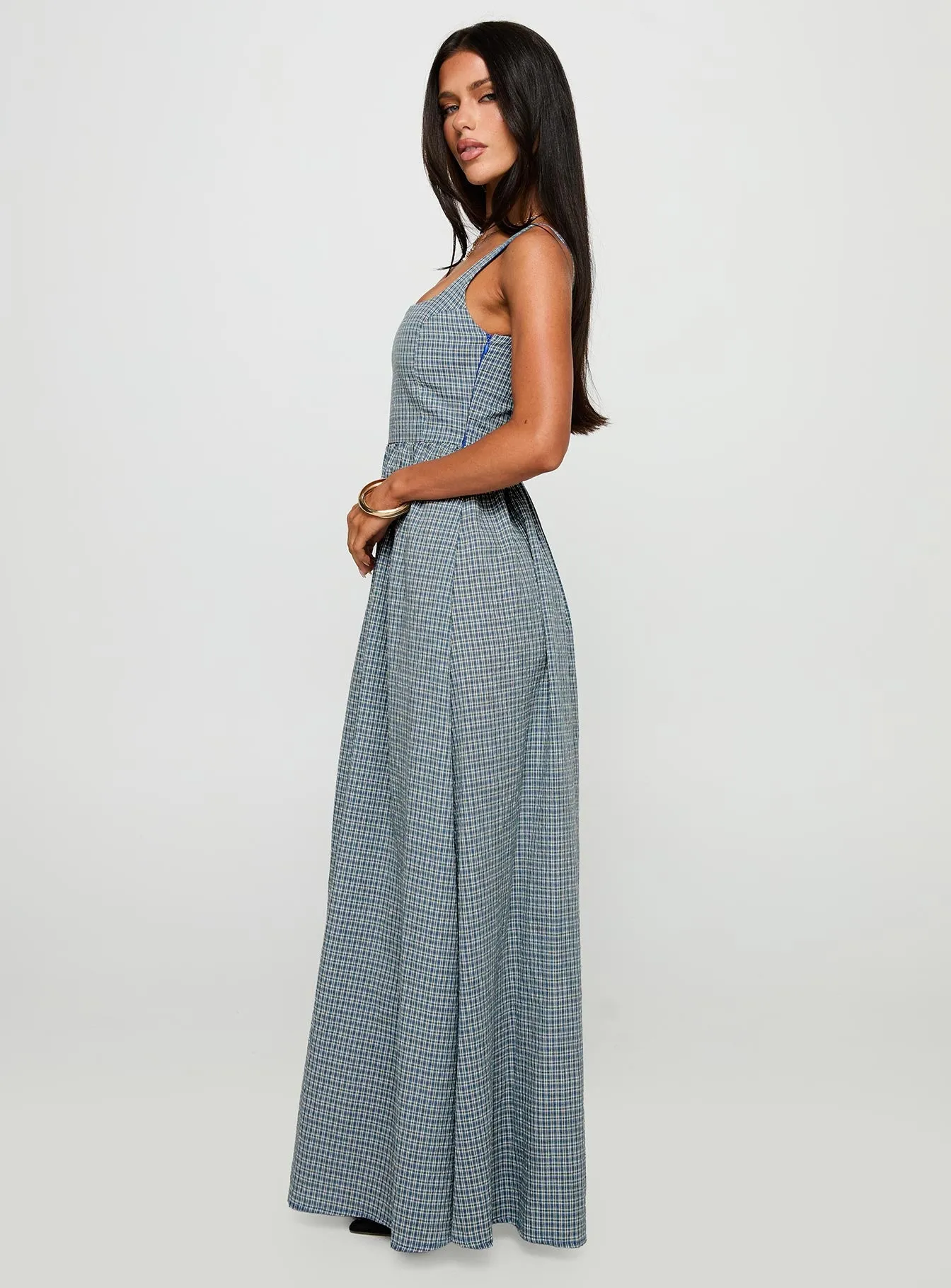 Cartmel Check Maxi Dress Navy sold by Princess Polly product image thumbnail 4