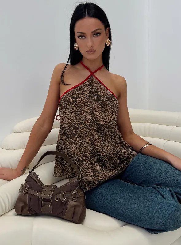 Rafaella Halter Top Leopard sold by Princess Polly