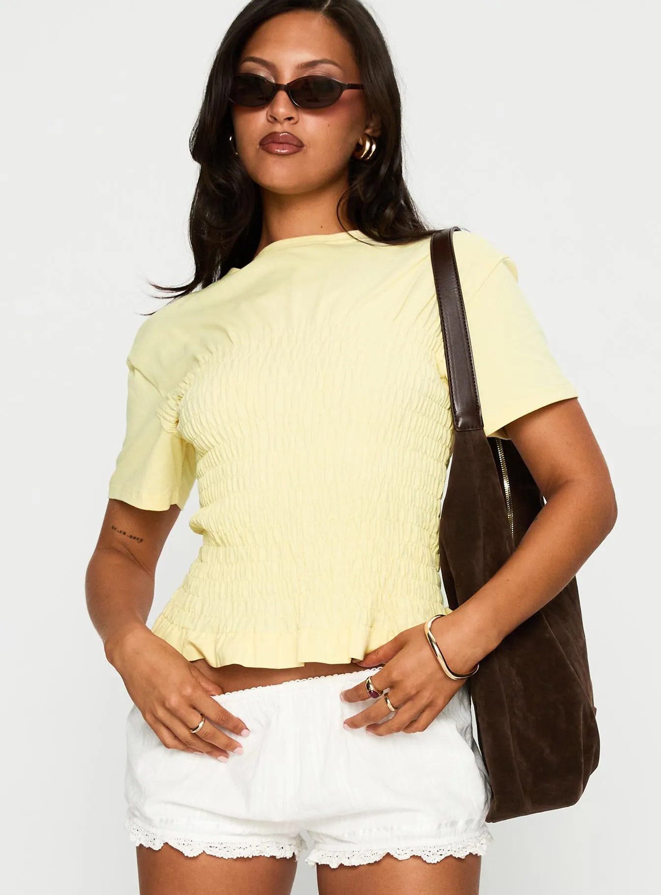 Maybe Tomorrow Ruched Top Lemon sold by Princess Polly product image thumbnail 2