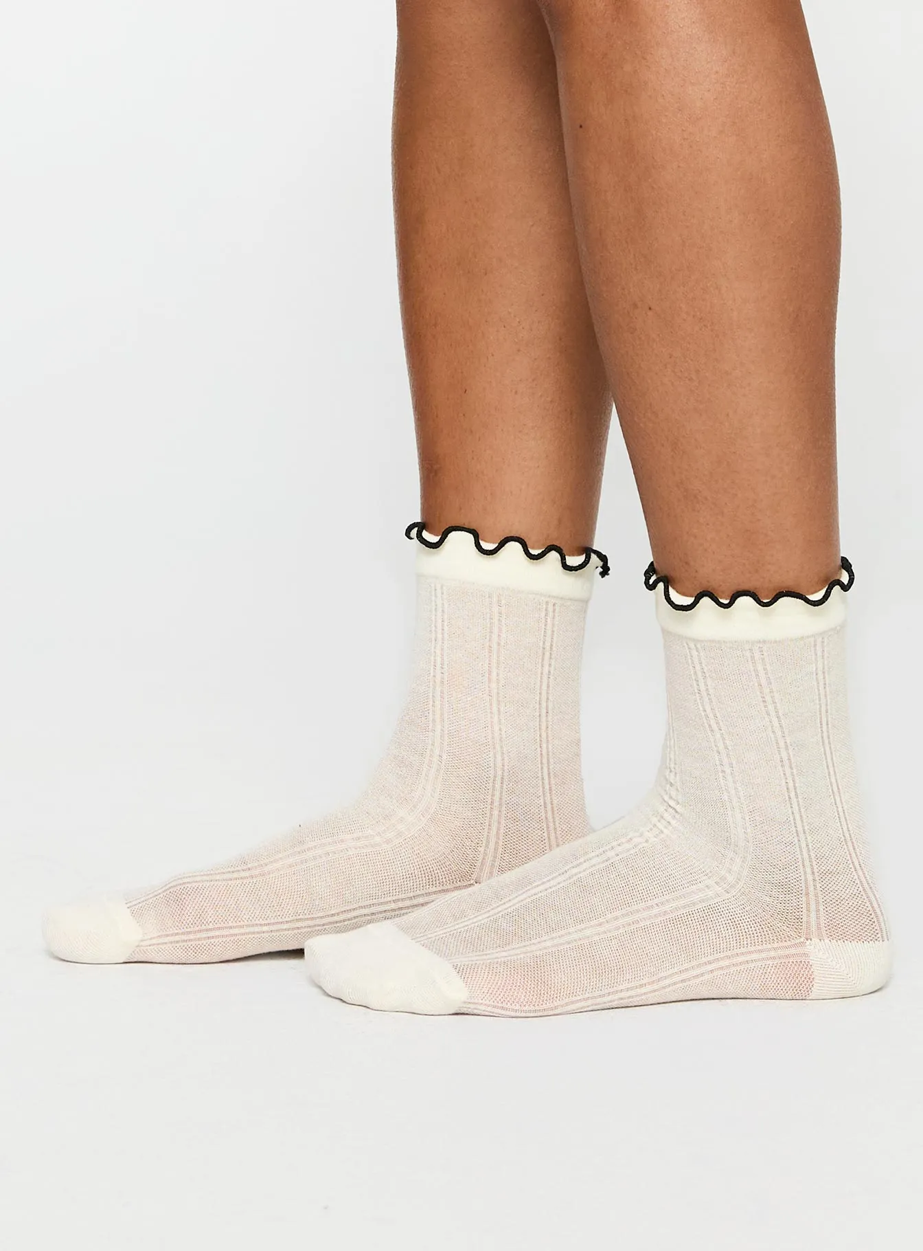 Set For Life Frill Socks White / Black sold by Princess Polly product image thumbnail 3