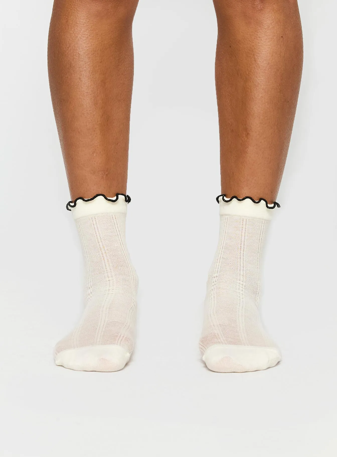 Set For Life Frill Socks White / Black sold by Princess Polly product image thumbnail 2