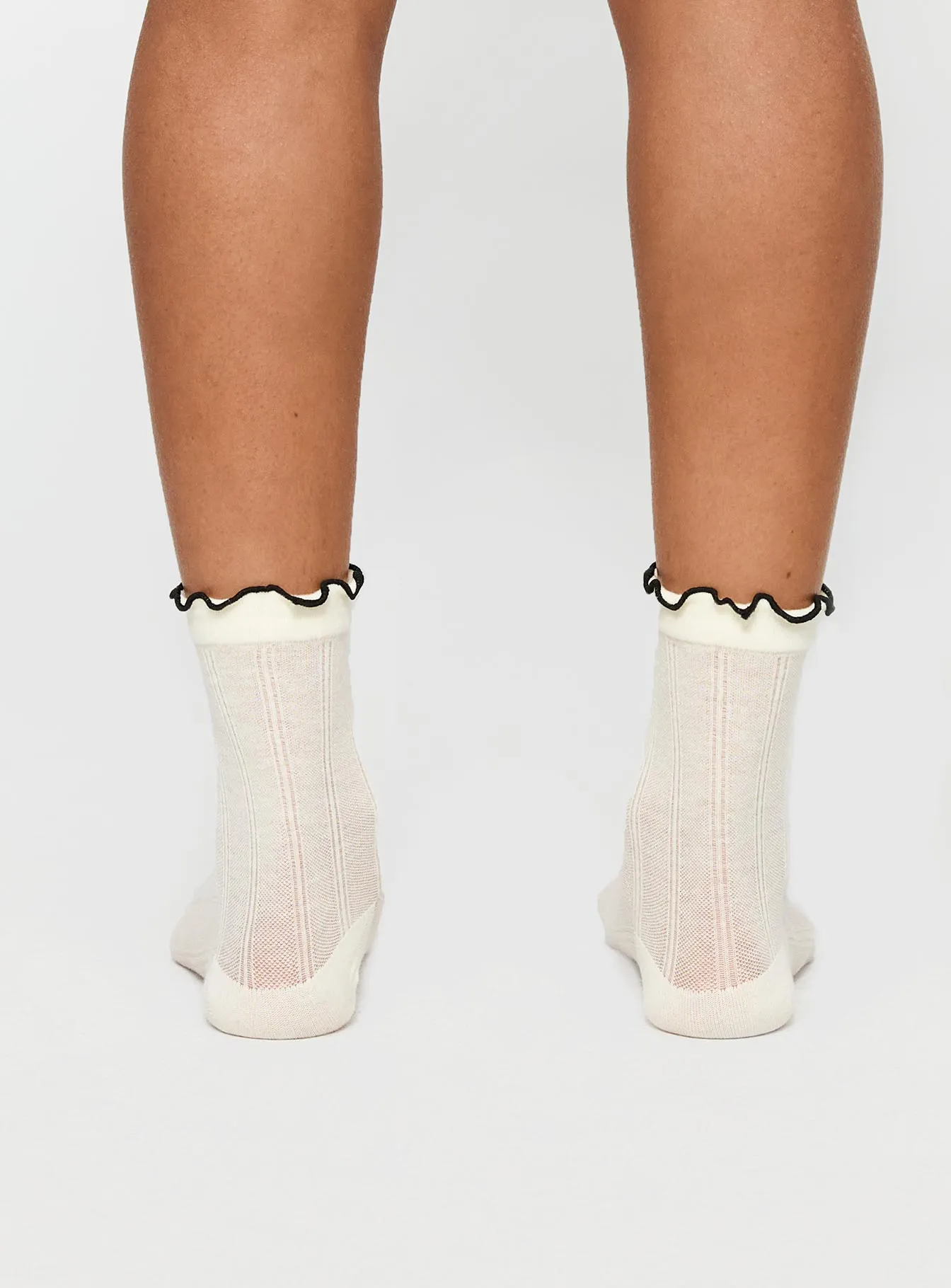 Set For Life Frill Socks White / Black sold by Princess Polly product image thumbnail 4
