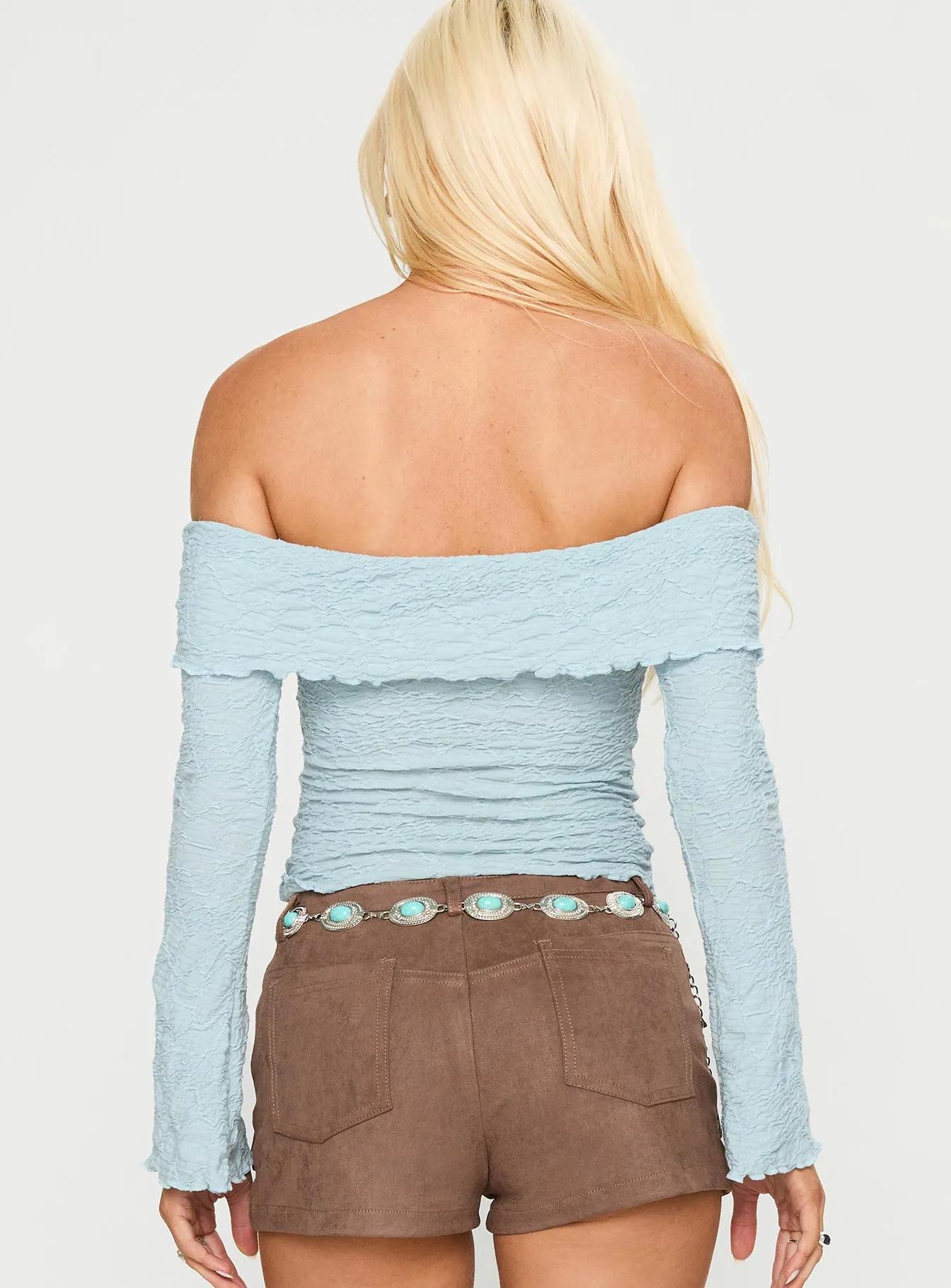 Back With Love Off Shoulder Long Sleeve Top Blue sold by Princess Polly product image thumbnail 5