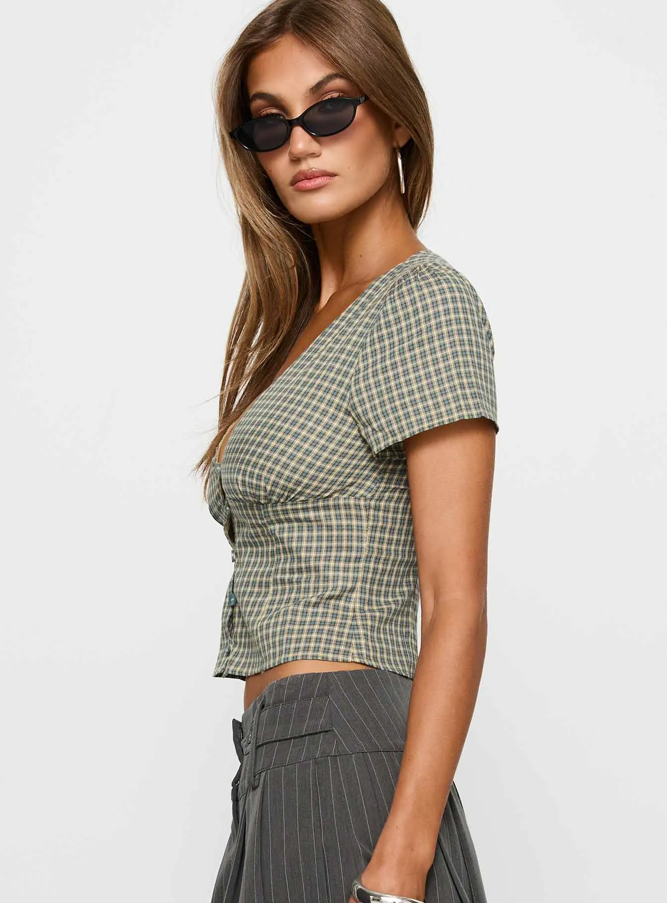 Isolda Top Multi Check sold by Princess Polly product image thumbnail 4