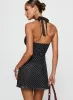 Black Beauty Halter Mini Dress Black / Polka sold by Princess Polly