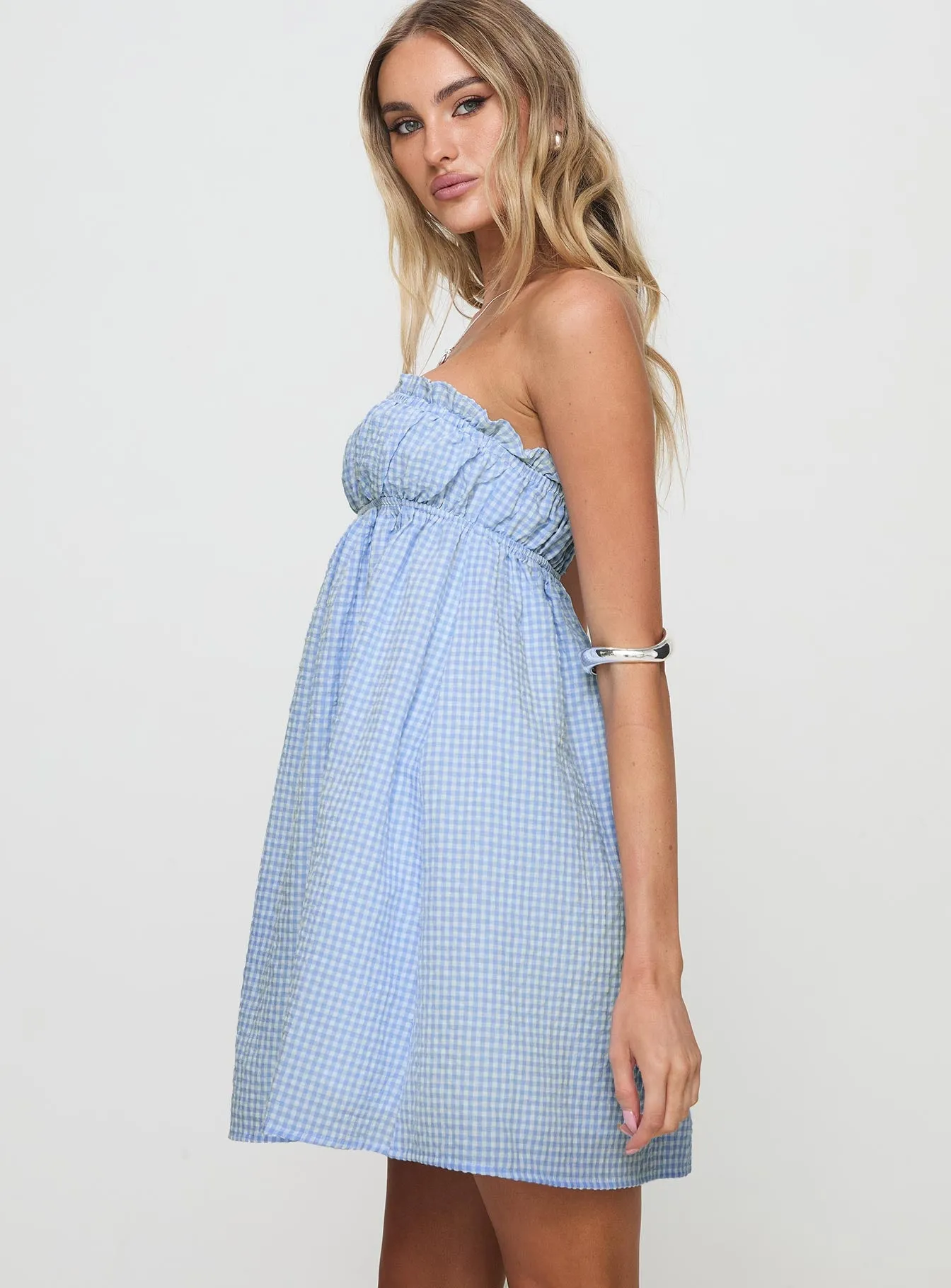Wynston Mini Dress Blue Gingham sold by Princess Polly product image thumbnail 4