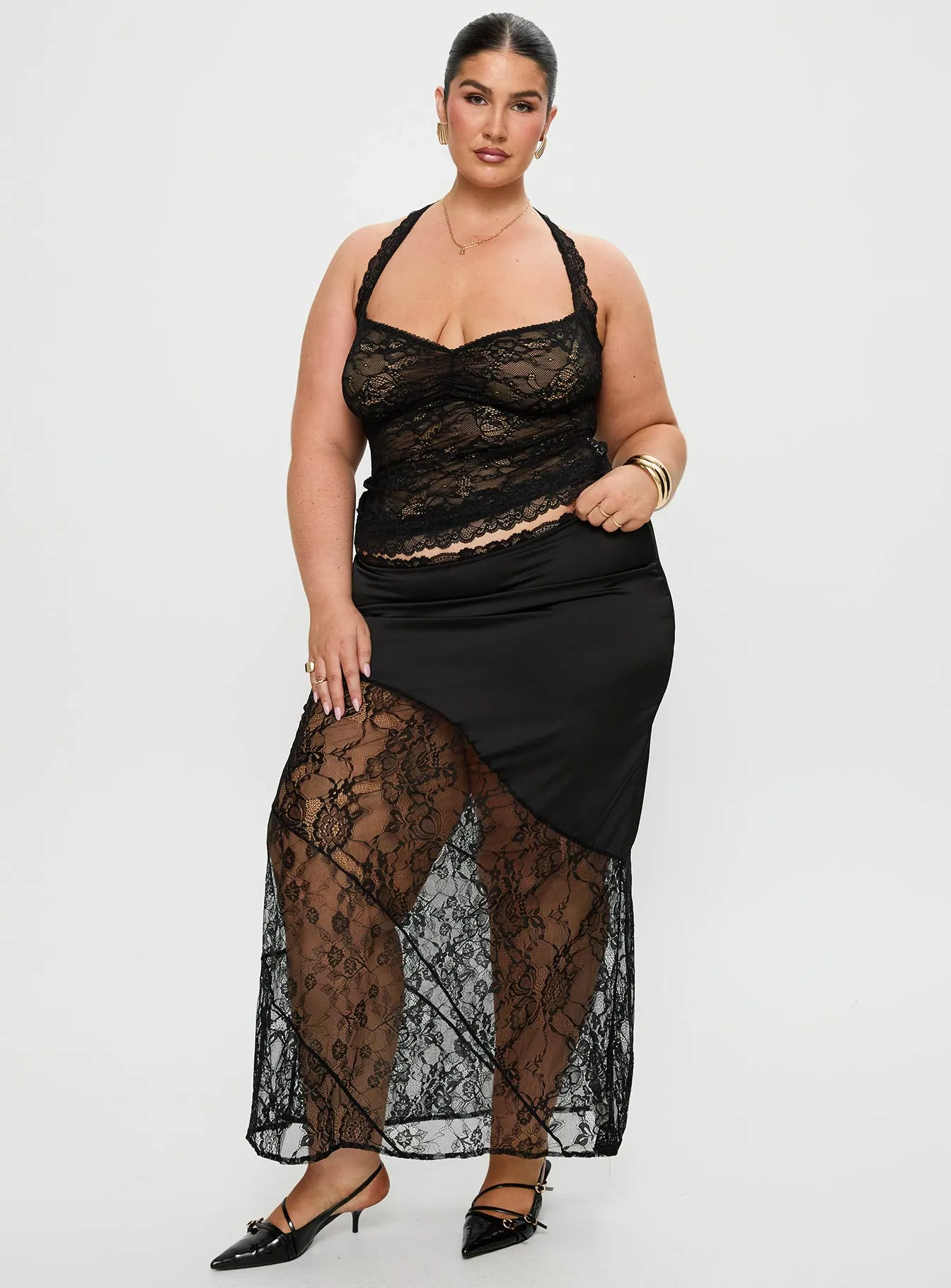 Castelli Lace Maxi Skirt Black Curve sold by Princess Polly product image thumbnail 2