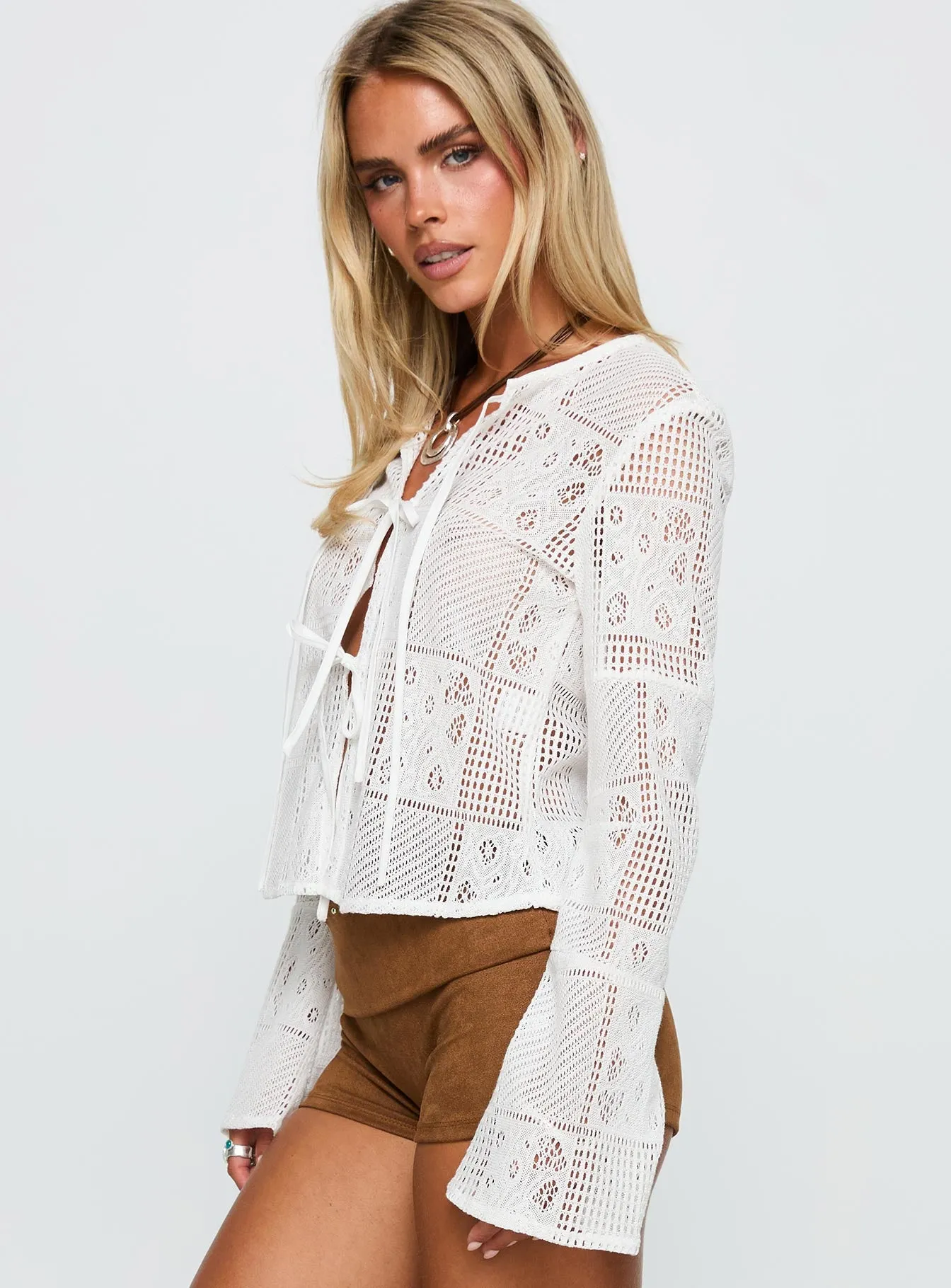 Mine For Life Crochet Long Sleeve Top White sold by Princess Polly product image thumbnail 4