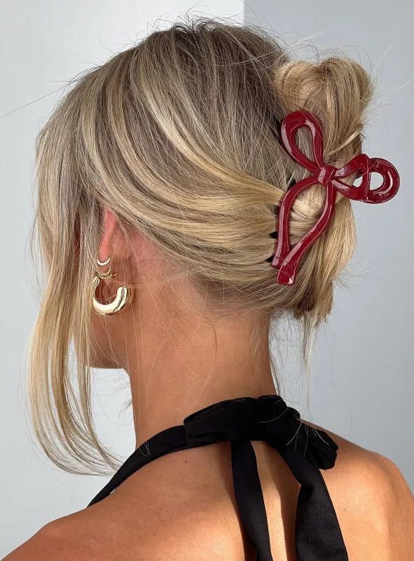 With A Bow Hair Clip Red sold by Princess Polly