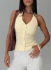Old Friend Halter Top Yellow Stripe sold by Princess Polly