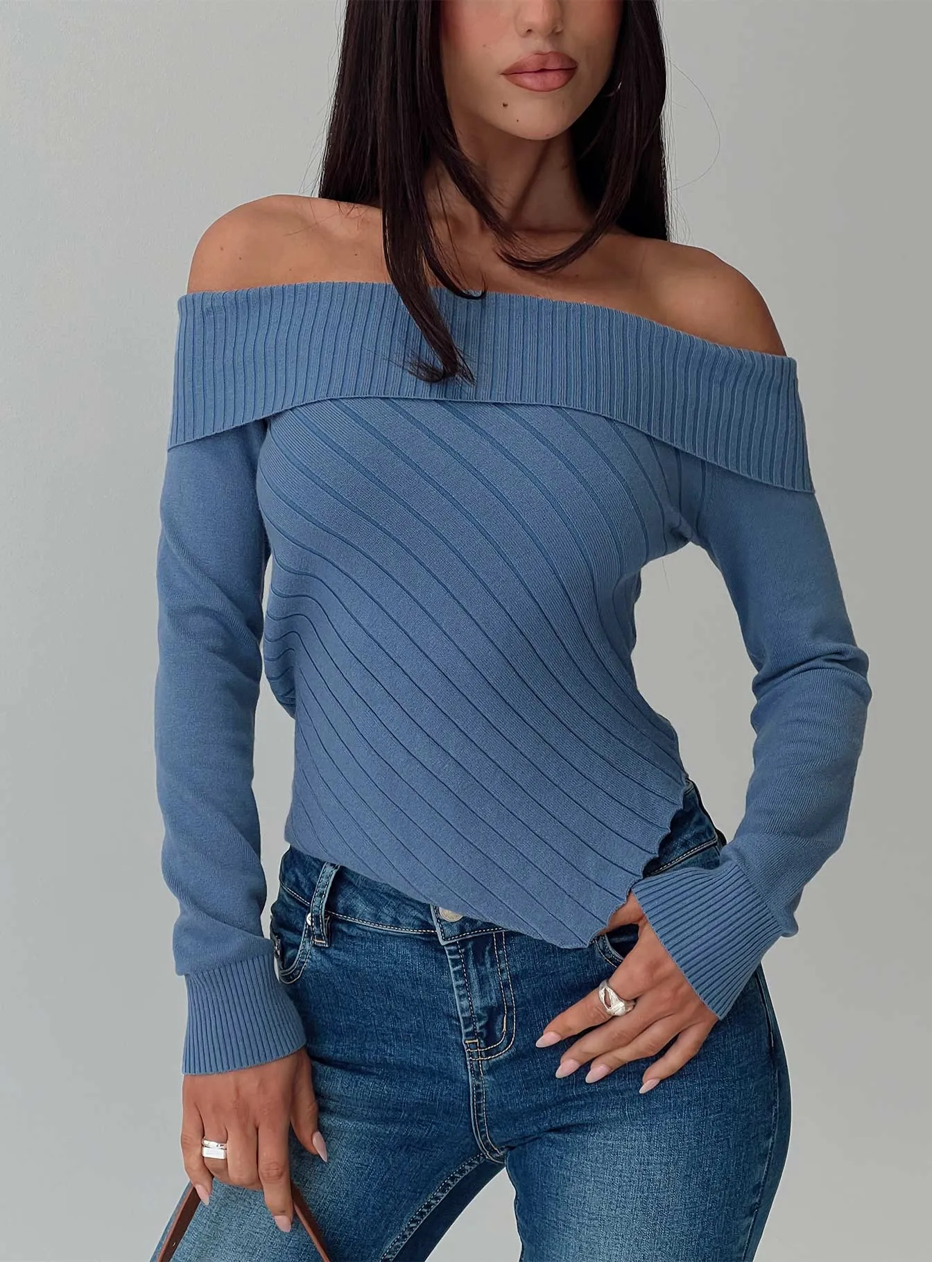 Brisa Long Sleeve Top Blue sold by Princess Polly